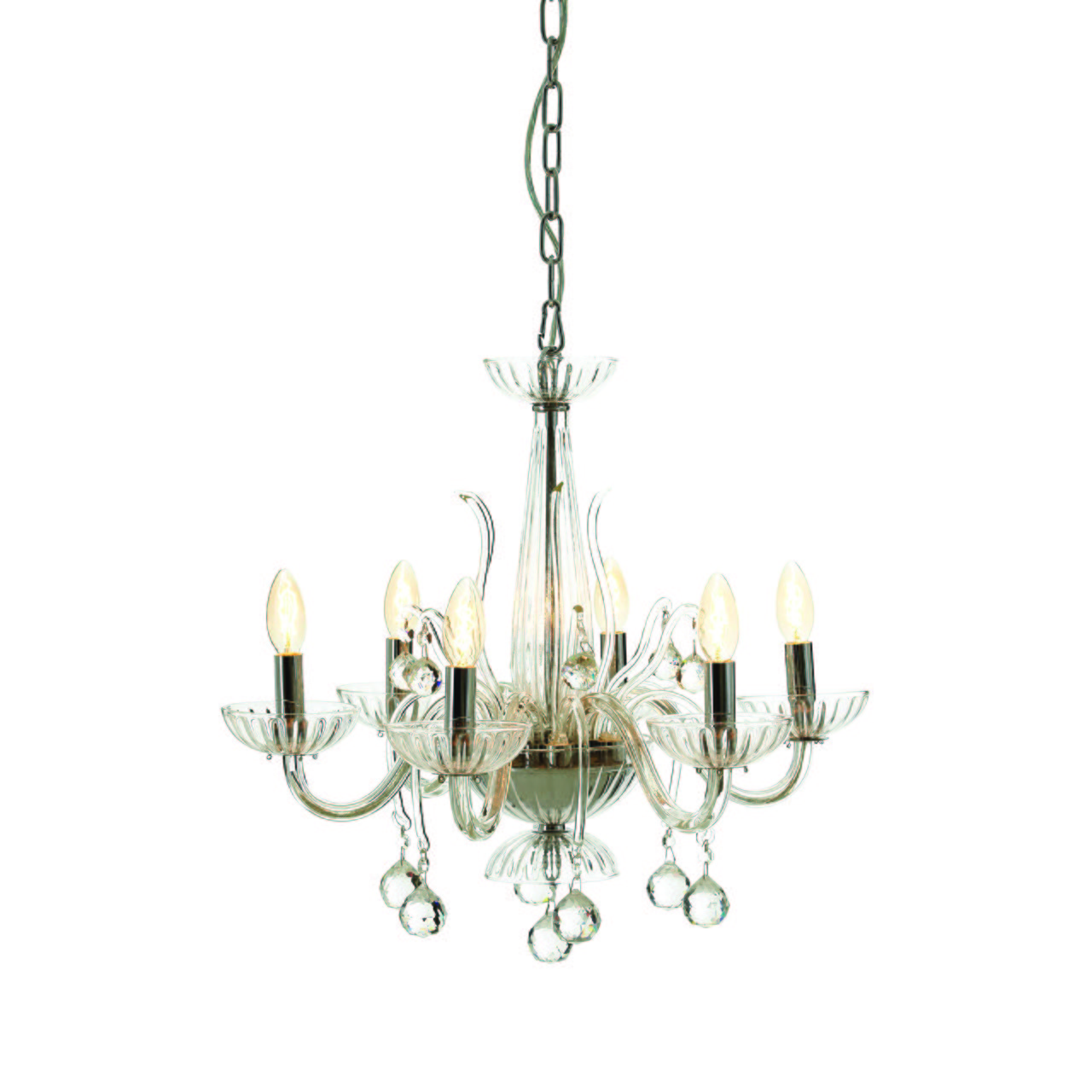 Orsina Morano 6-Bulb Crystal Glass Chandelier - Clear