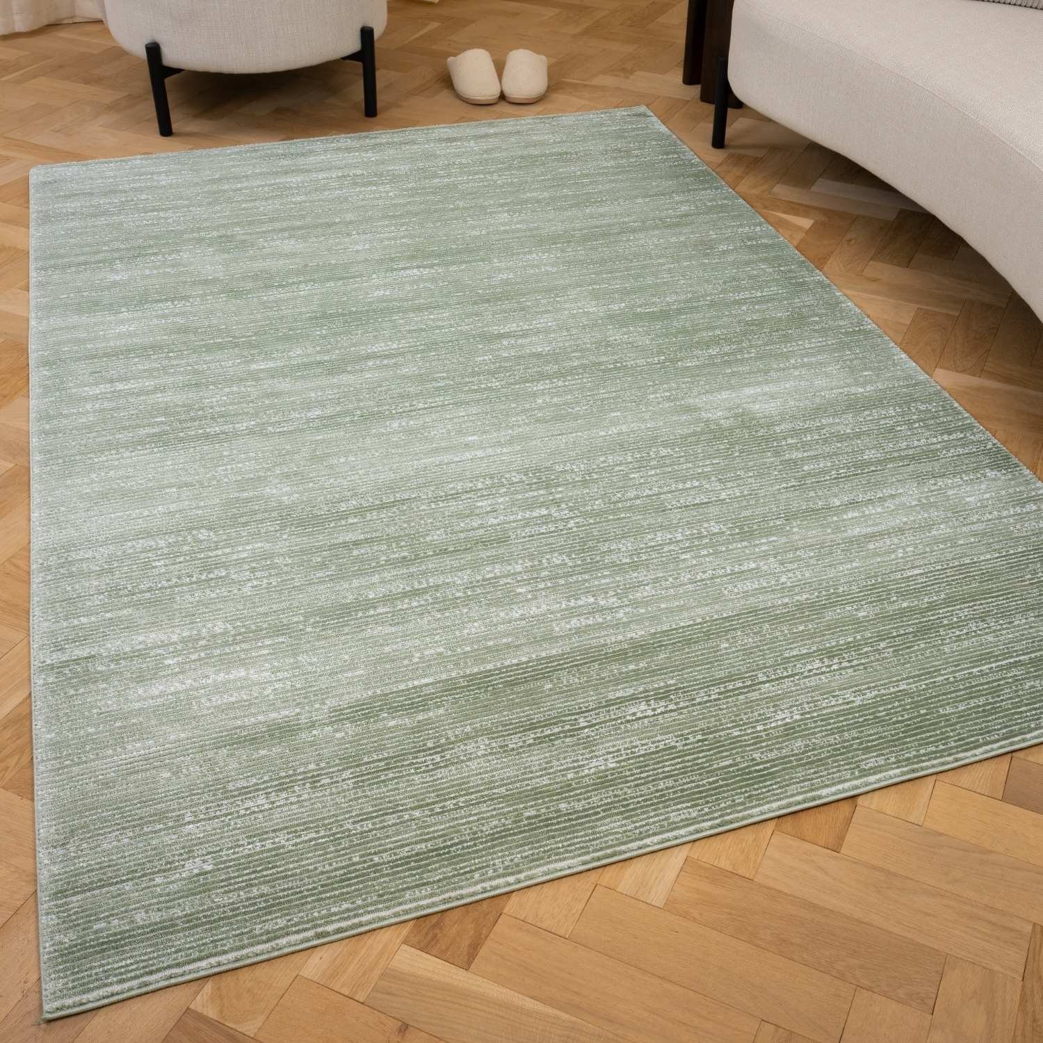 The Rugs Green Carmel Modern Striped Rug - 80 x 150cm