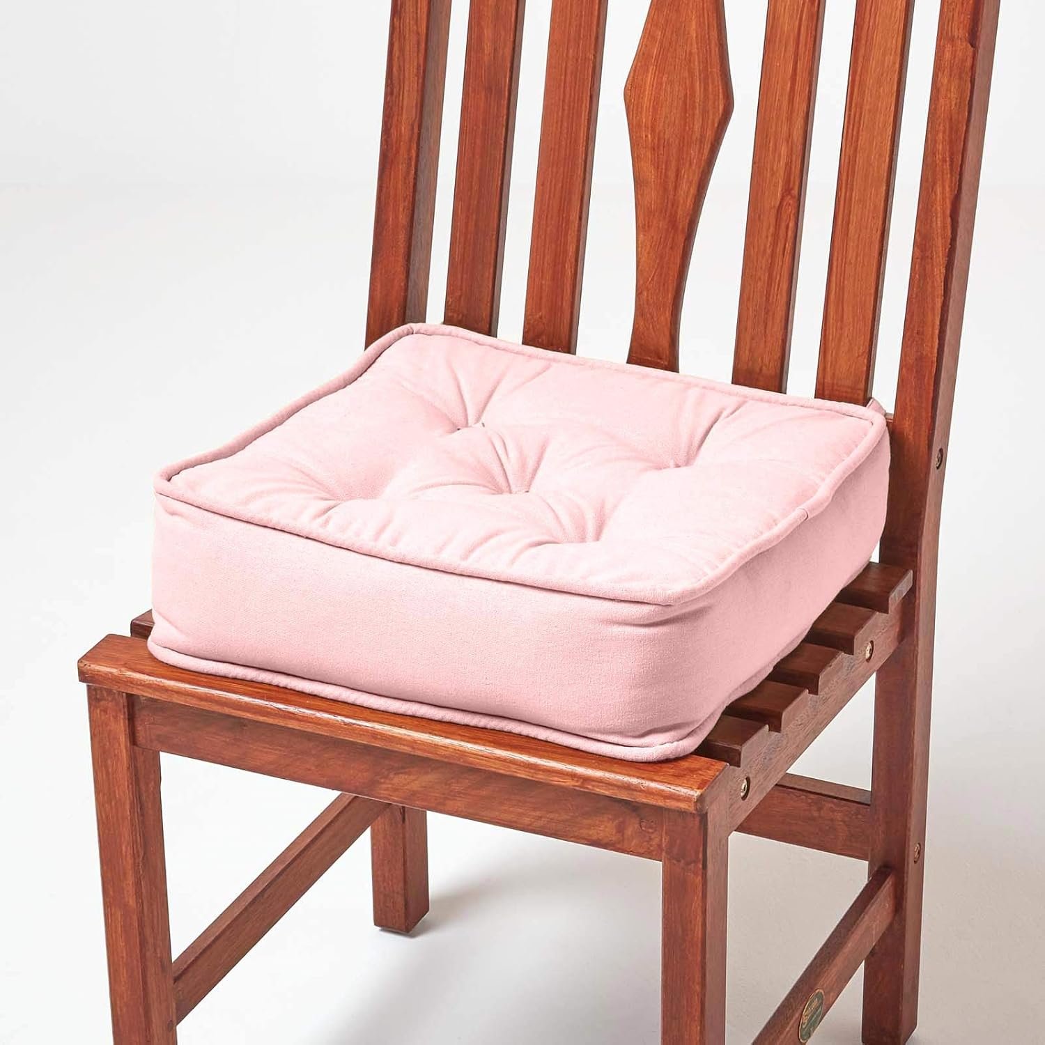 Homescapes Cotton Dining Chair Booster Cushion - Pink
