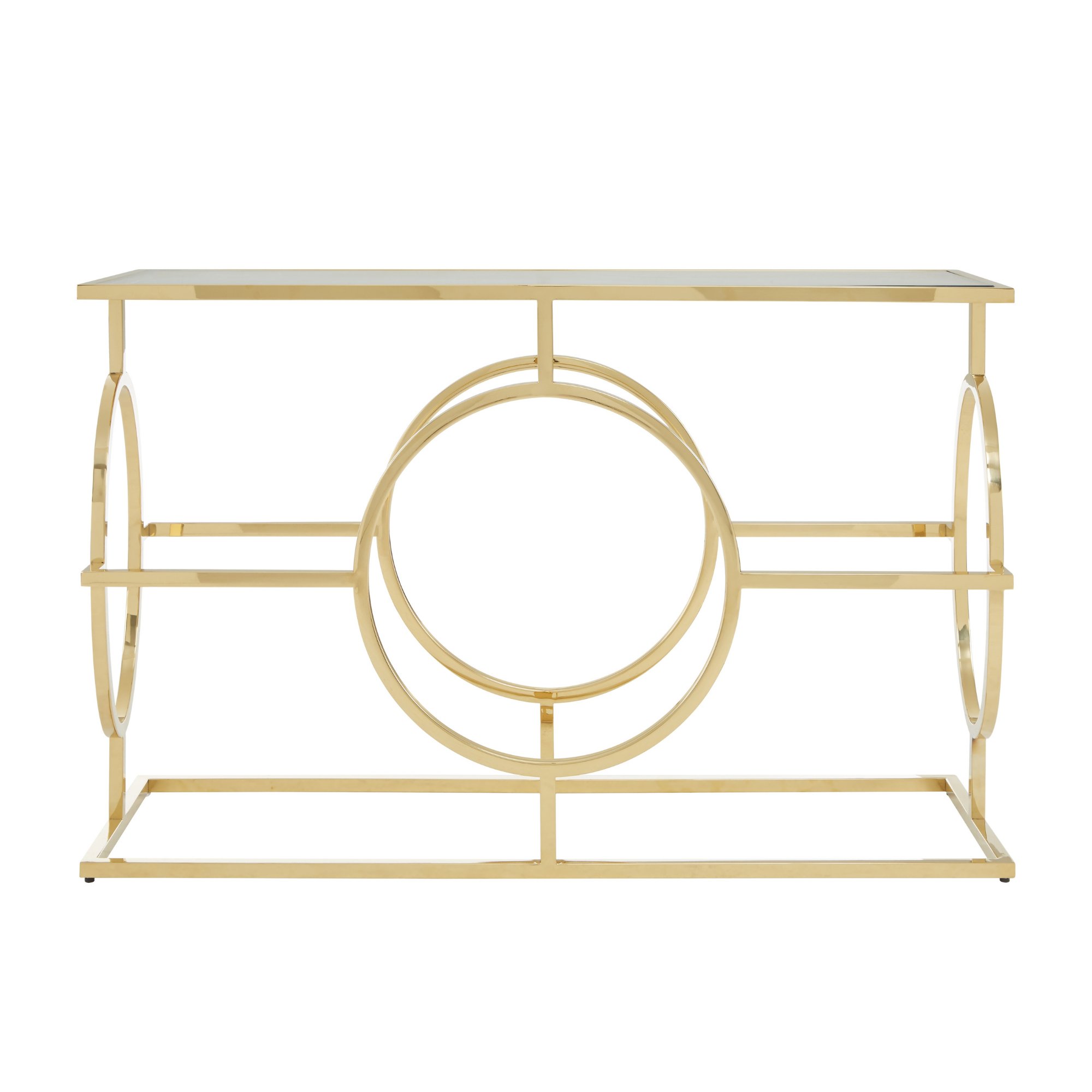 Orsina Roena Glass Top Console Table – Gold