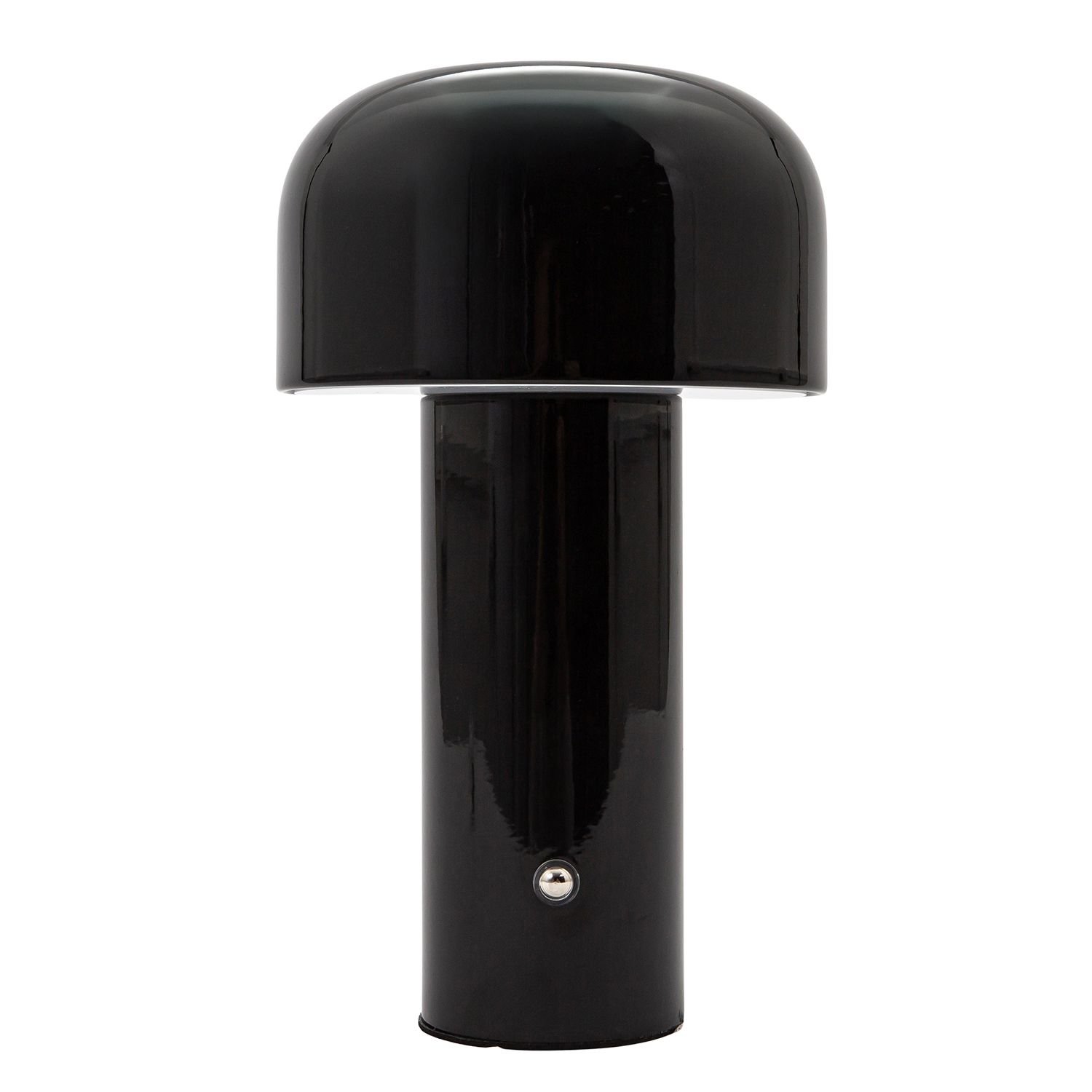 Happy Homewares Gloss Black Mushroom Rechargeable LED Touch Table Lamp - 12.7cm