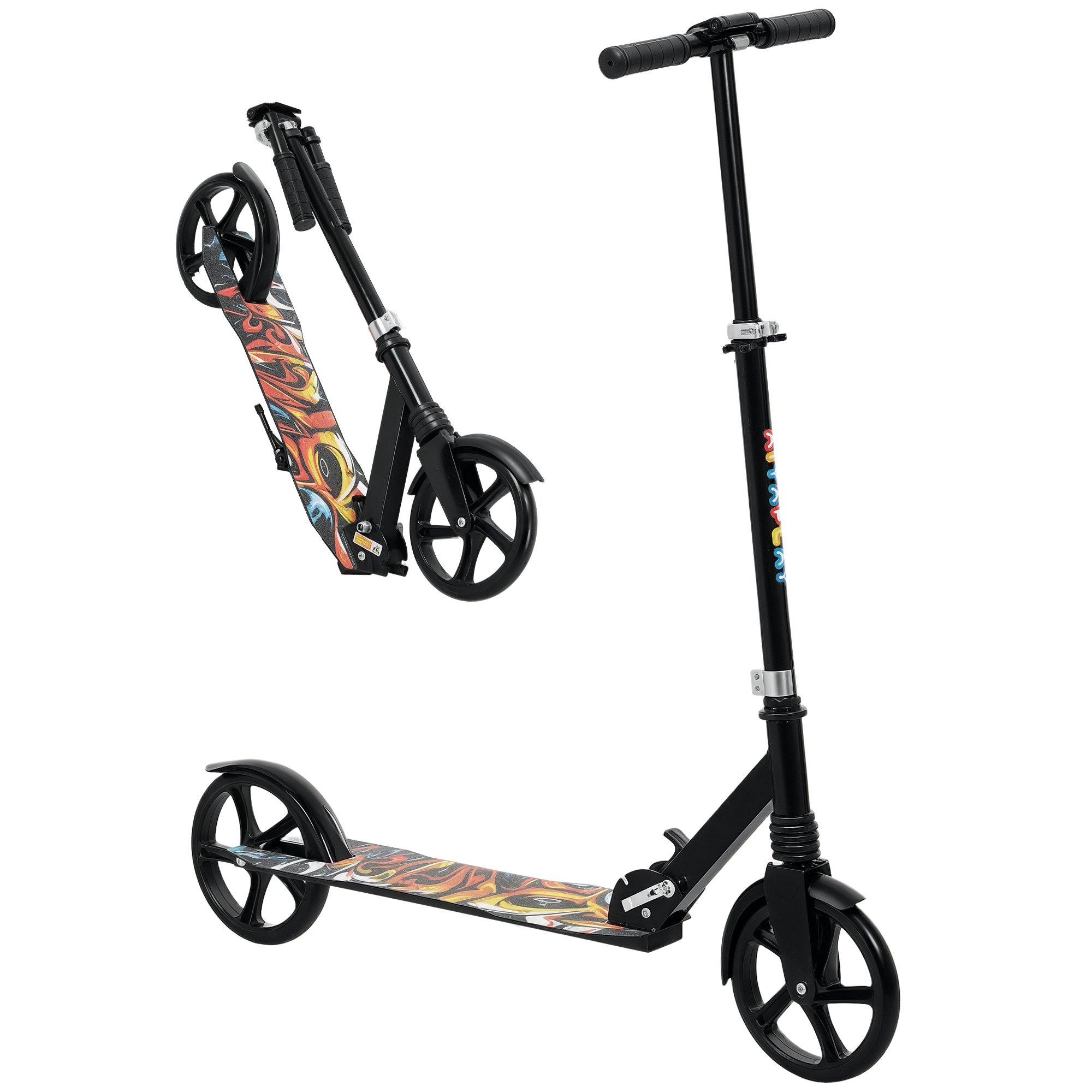AIYAPLAY 6 to 12 Years Foldable and Adjustable Handlebar Kick Scooter – Black