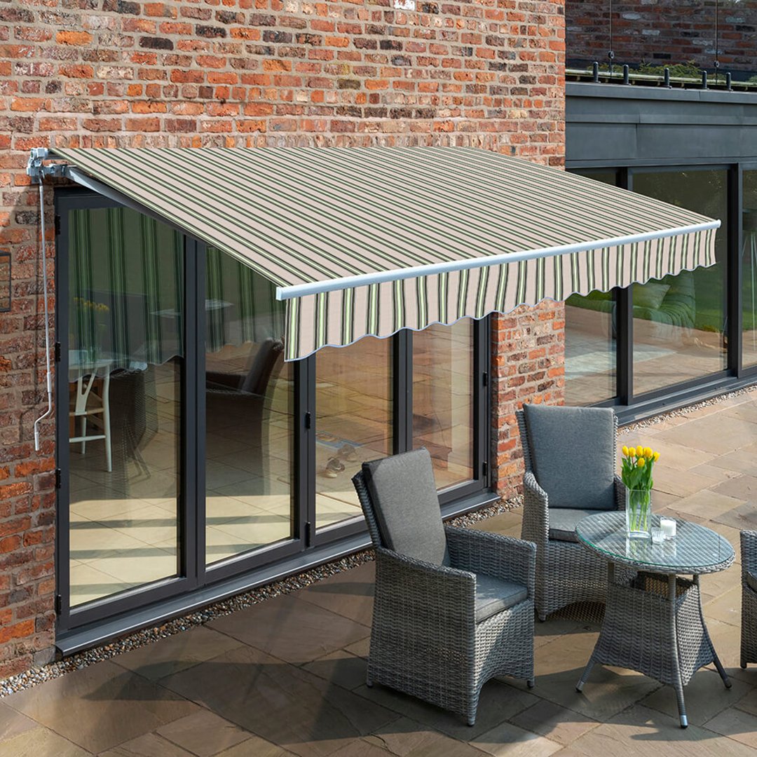 Primrose Awnings 4.0m x 3.0m Retractable Manual Awning Canopy - Multistripe