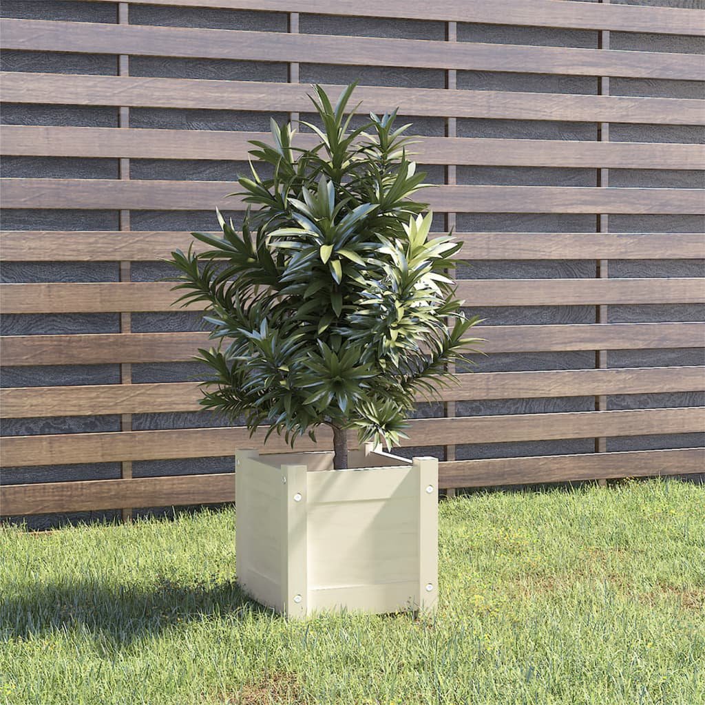 Walplus Wood Garden Planter - White - 31 x 31 x 31 cm