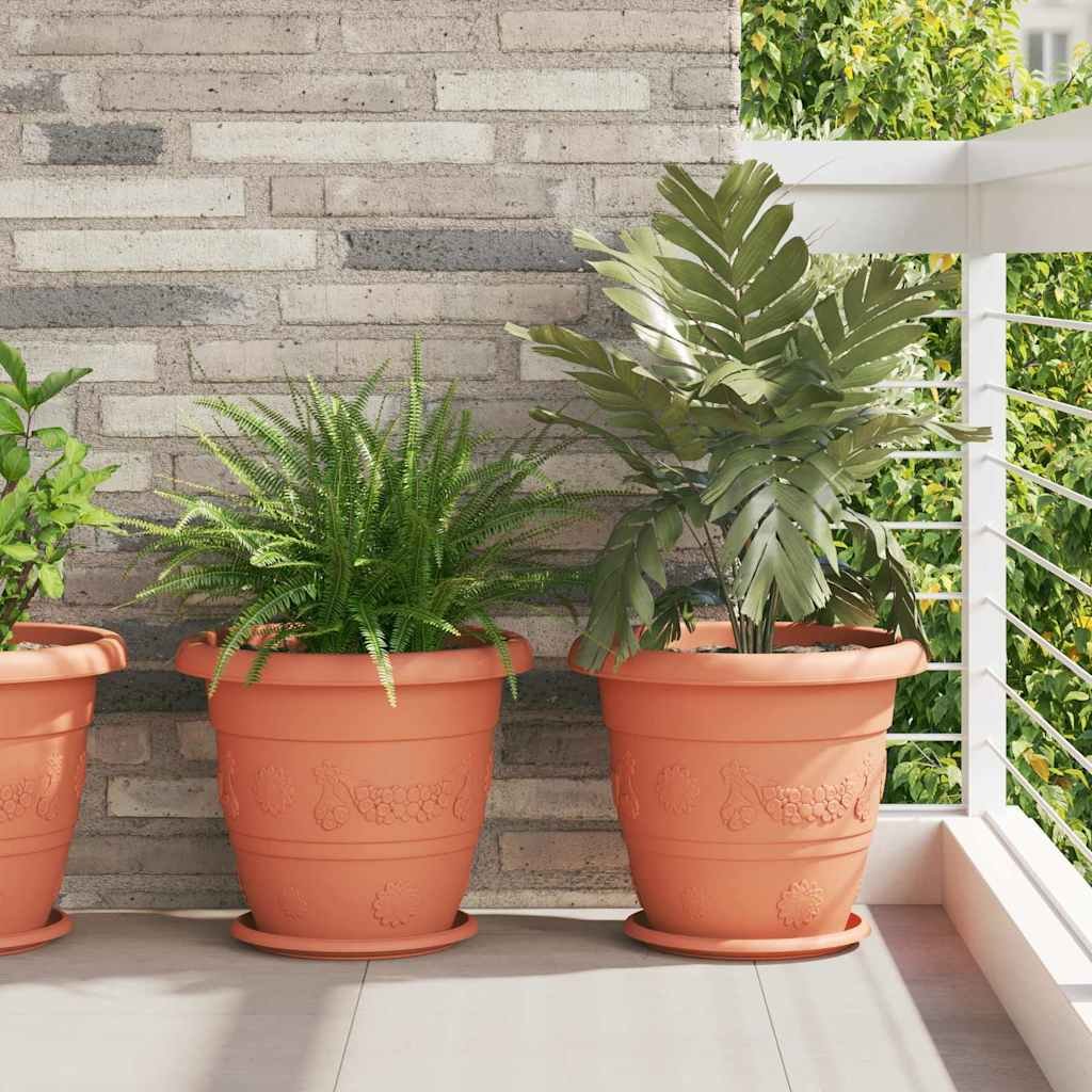 Walplus Pack of 24 Plastic Round Planter Tray - Brick Red - 27 x 27 x 2.5 cm