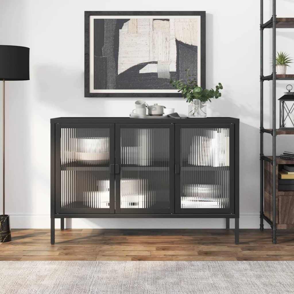 Walplus Glass Sideboard - Black - 105 x 35 x 70 cm