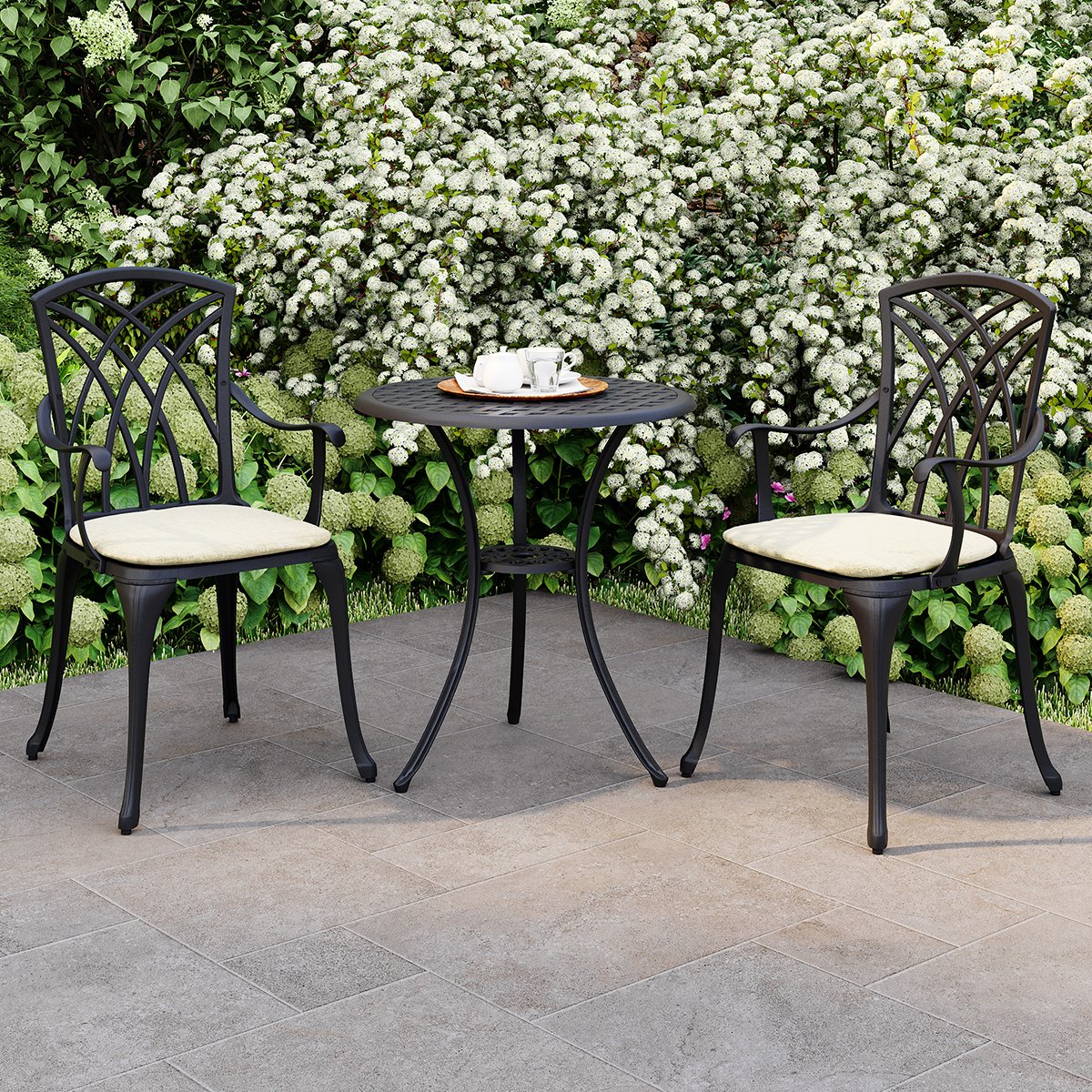 Charles Bentley 2 Seater Aluminium Bistro Set - Black