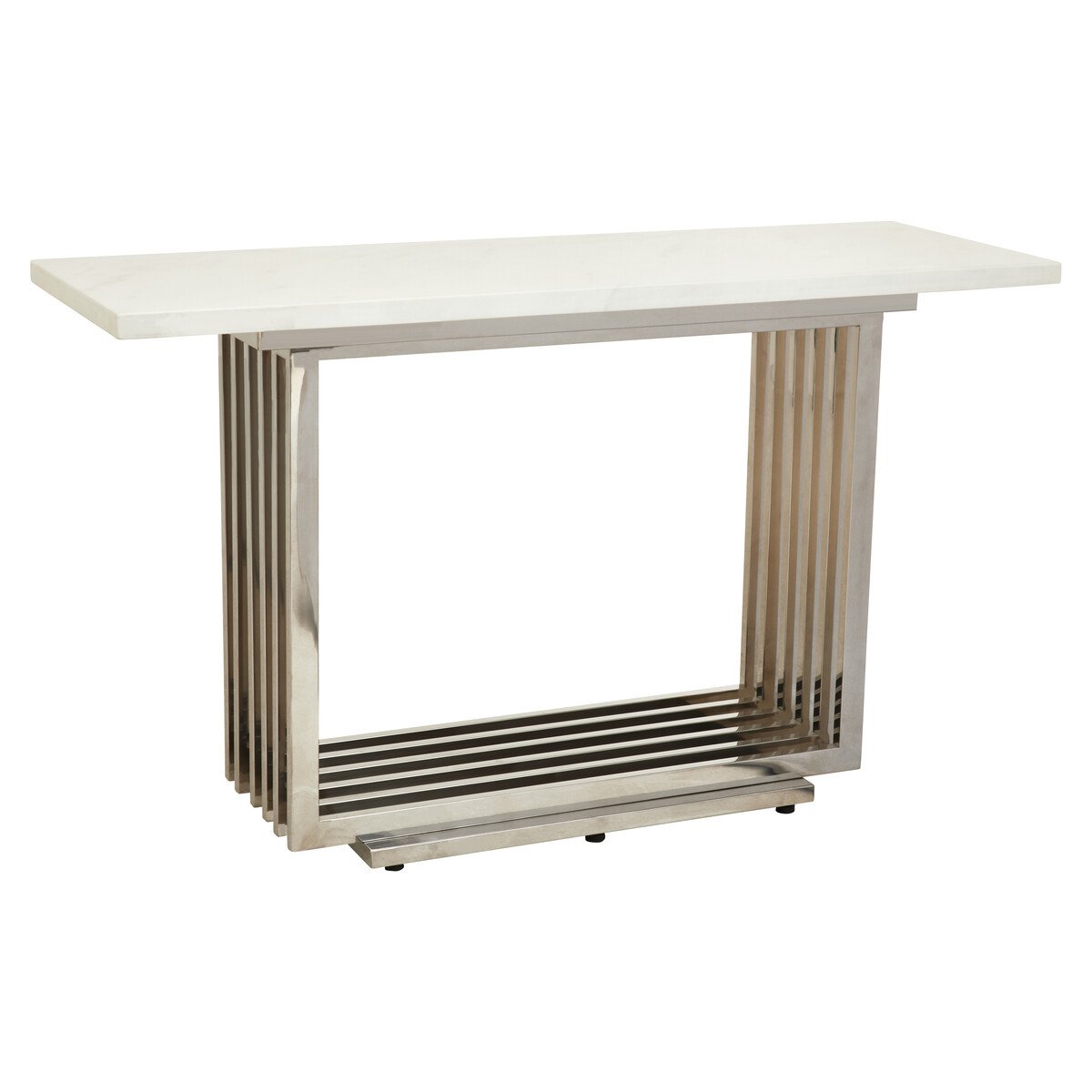 Orsina Moda Faux Marble Console Table – White & Silver