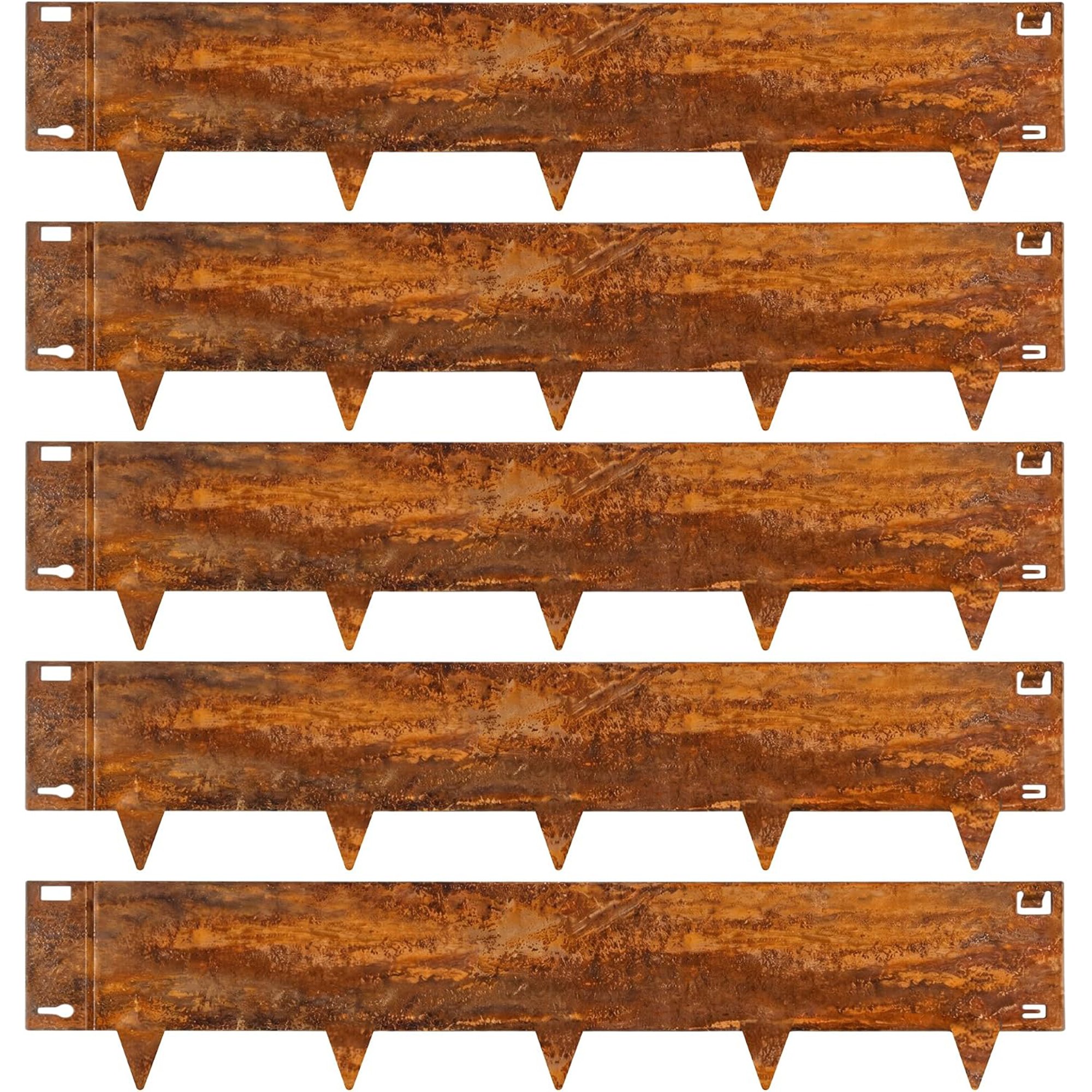 Greenera 5m x 16cm Galvanised Steel Lawn Edging Garden Border - Rust Brown