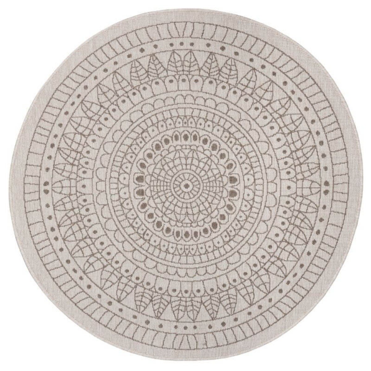 Hanse Home Beige Porto Indoor Outdoor Round Reversible Flatweave Rug - 100cm