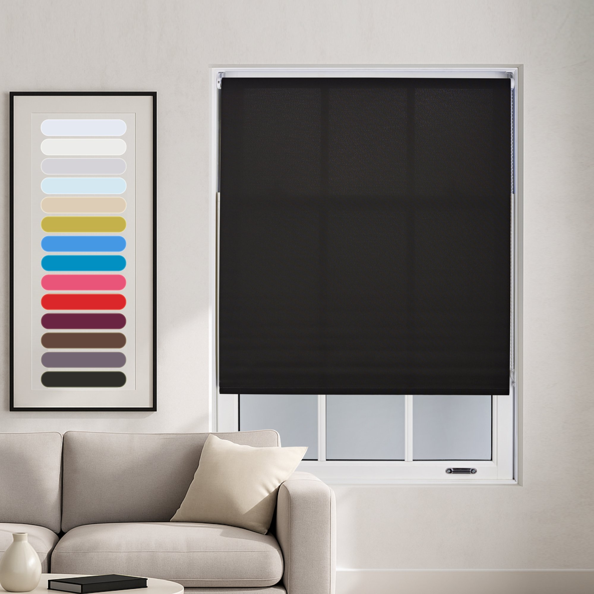Furnished Black Daylight Roller Blind - 235 x 165cm