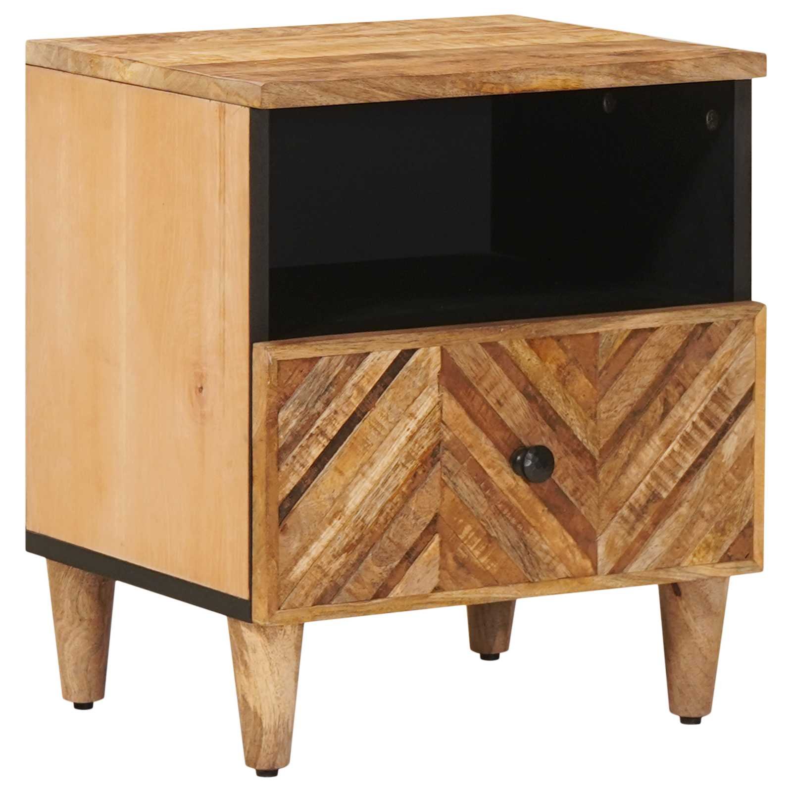 Walplus Solid Wood Bedside Table - Brown - 50 x 33 x 60 cm