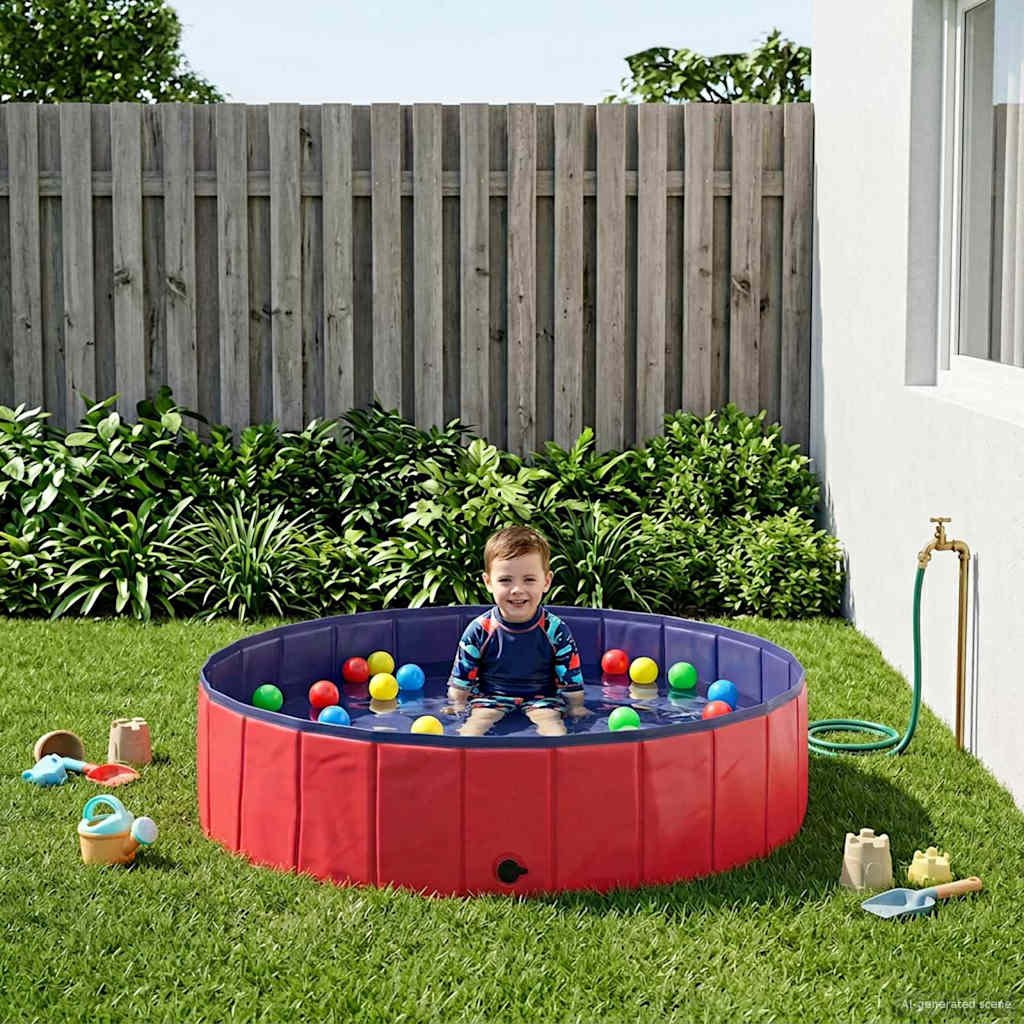 Walplus Children Swimming Pool Folding and - Blue and Red - 120 x 30 cm