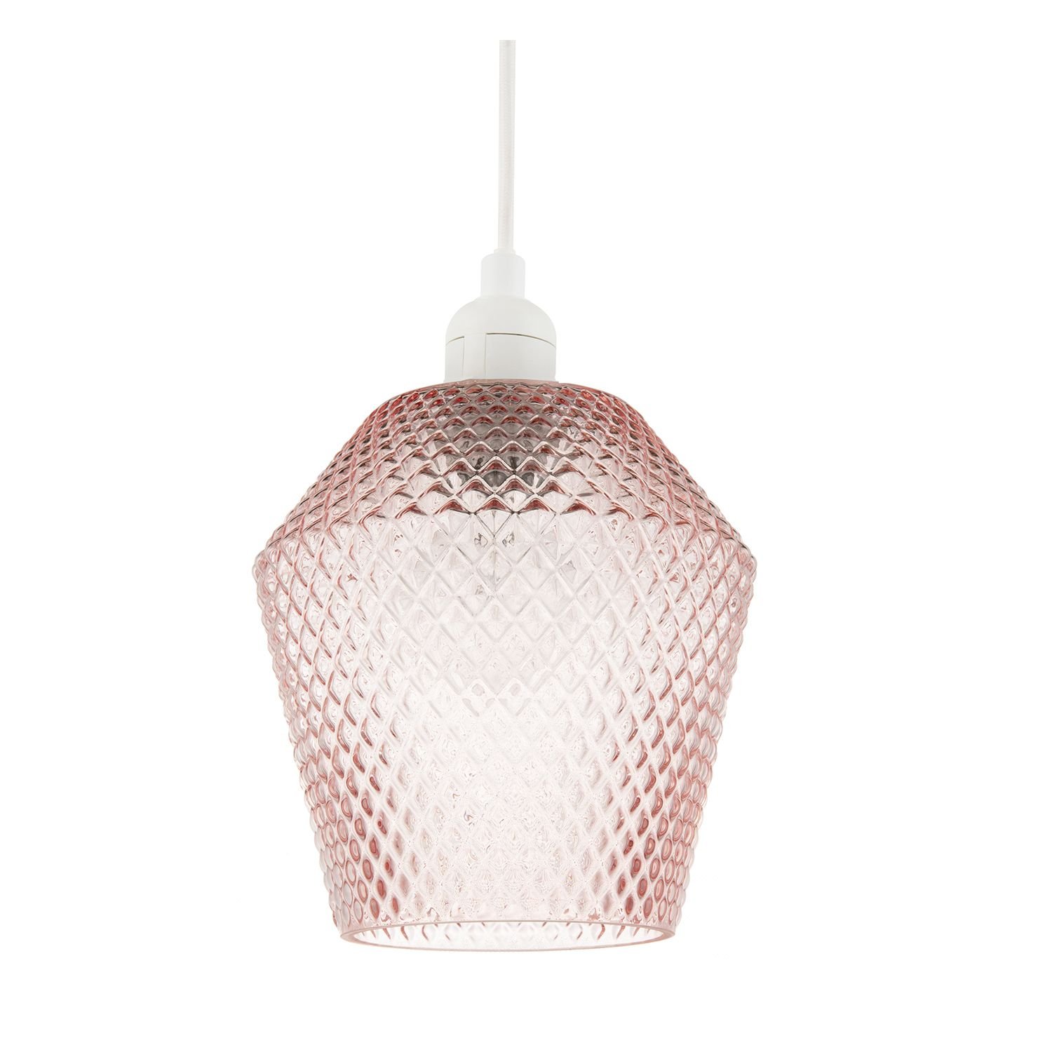 Happy Homewares Pink Compact Diamond Glass Pendant Shade - 17cm