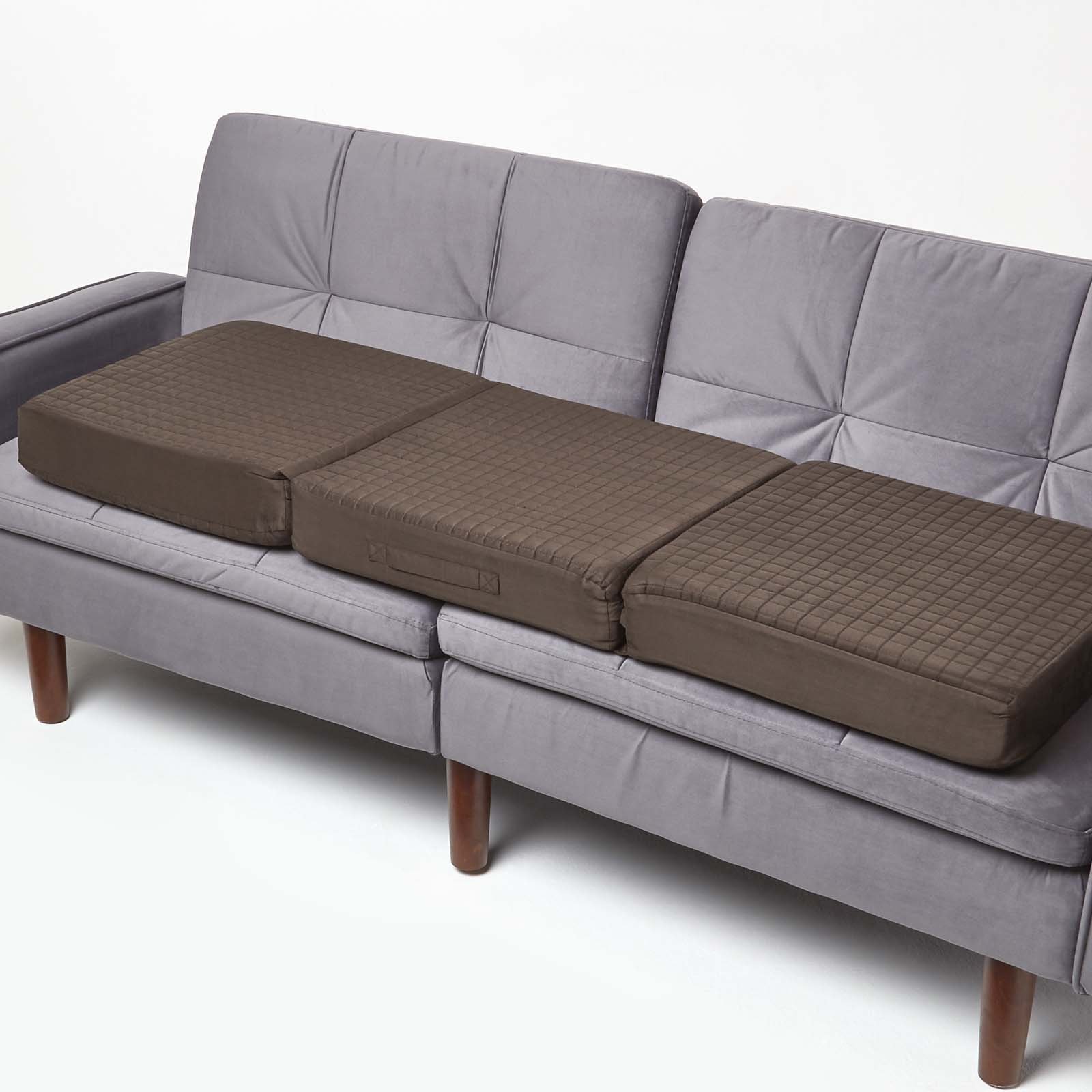 Homescapes Faux Suede Orthopaedic Foam 3 Seater Sofa Booster Cushion - Chocolate