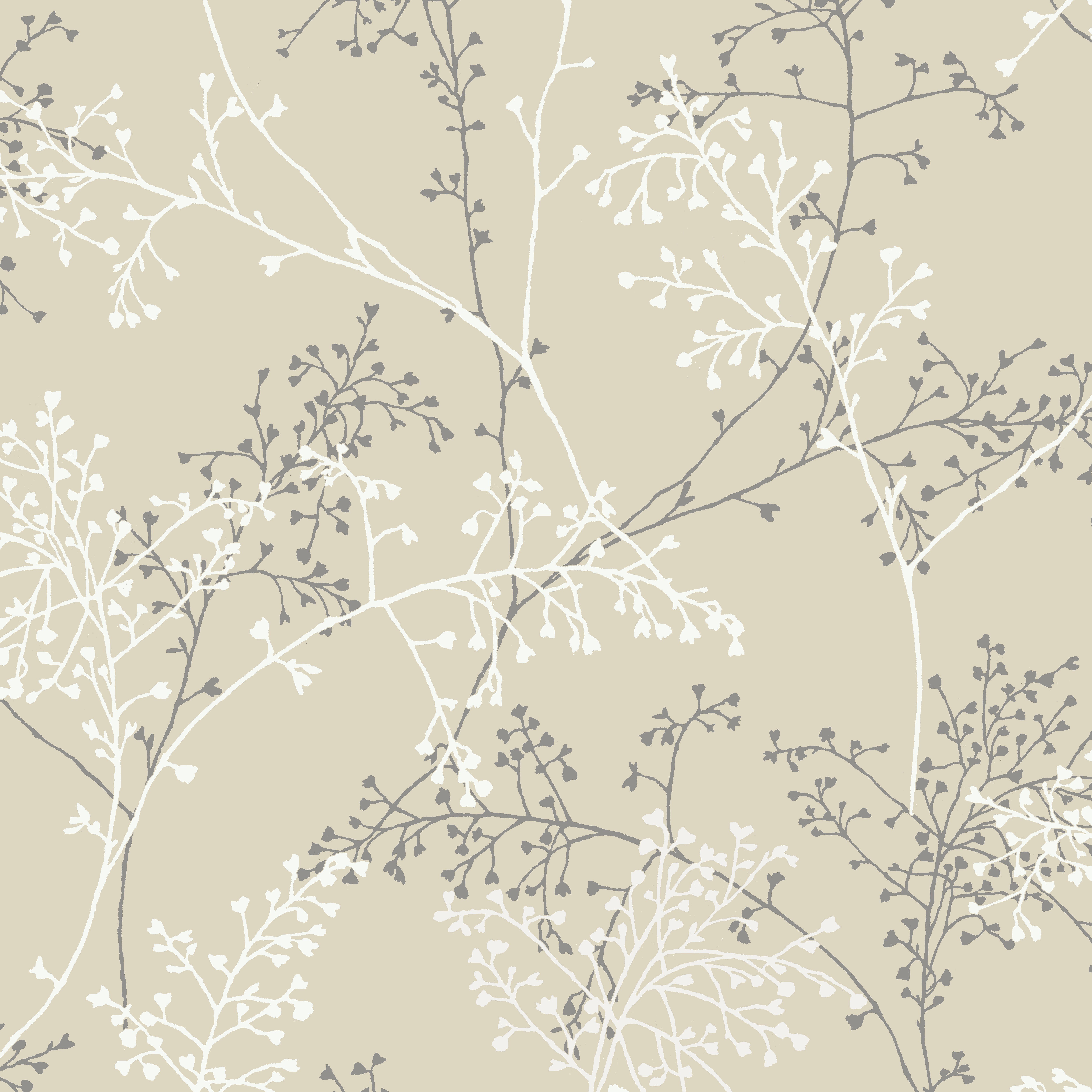 Grandeco Taranto Delicate Sprig Blown Vinyl Wallpaper - Beige