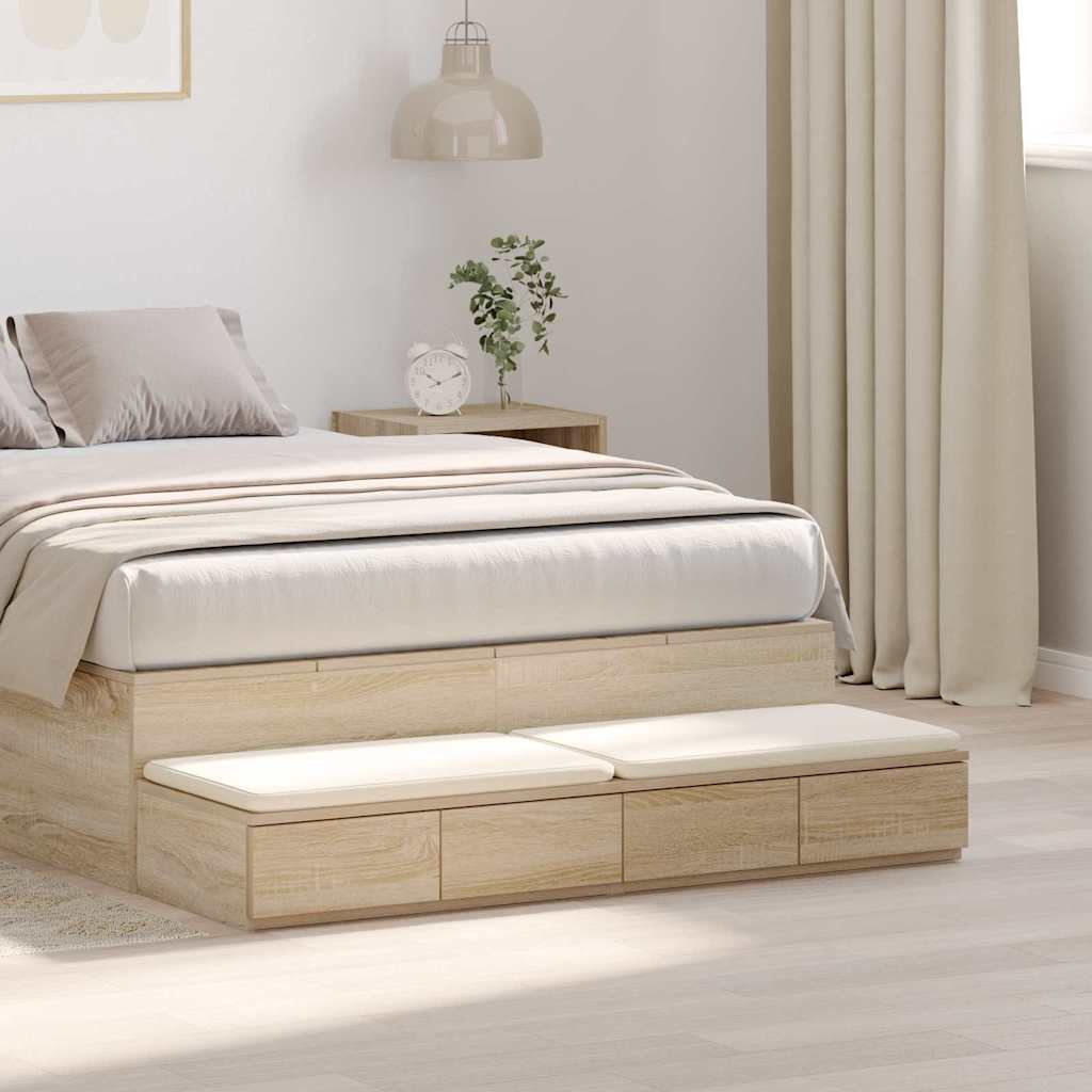Walplus 4 Drawer Bed Drawer Unit - Light Oak - 120 x 36.5 x 16.5 cm