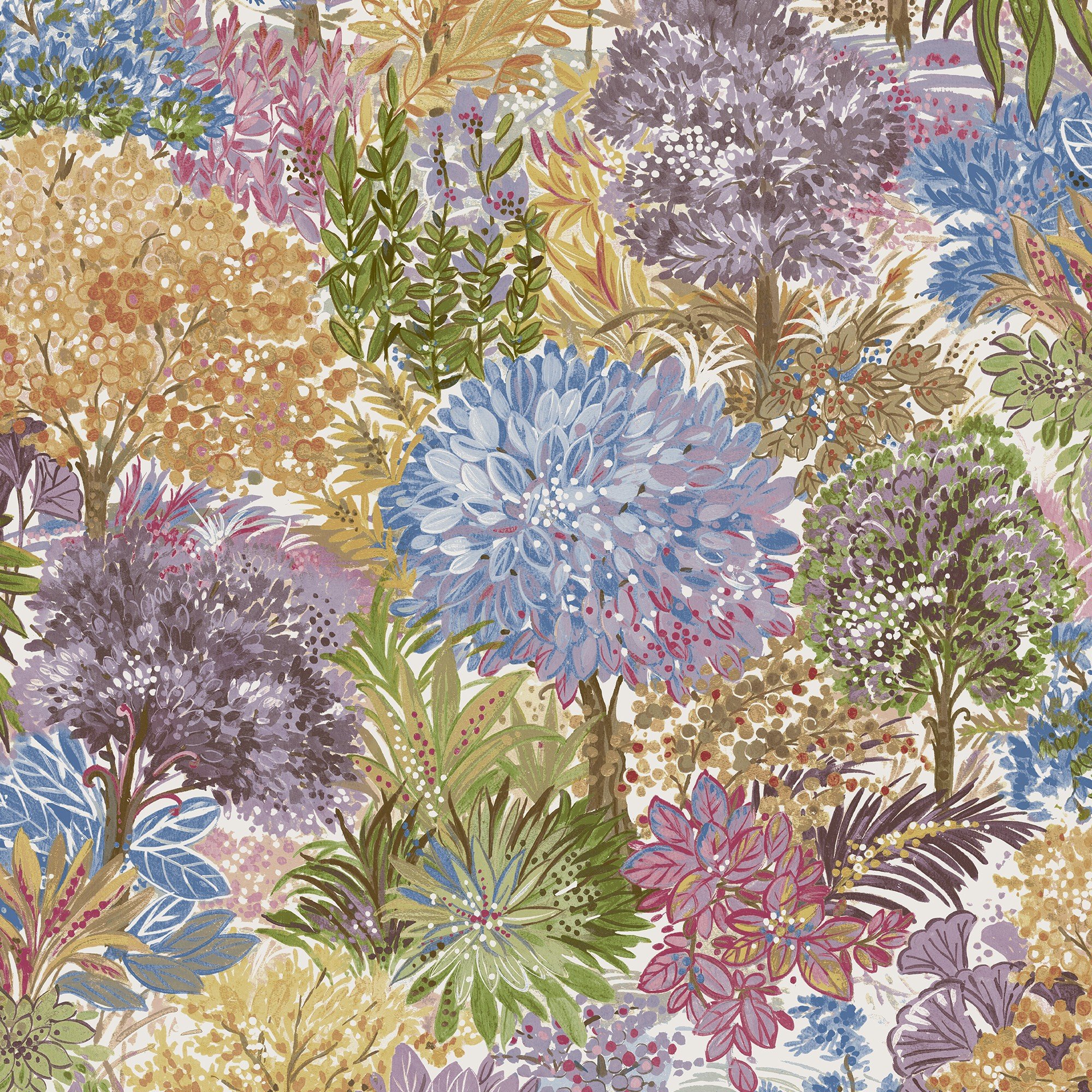 Grandeco Blossom Tree Leaf Foliage Textured Wallpaper - Multi
