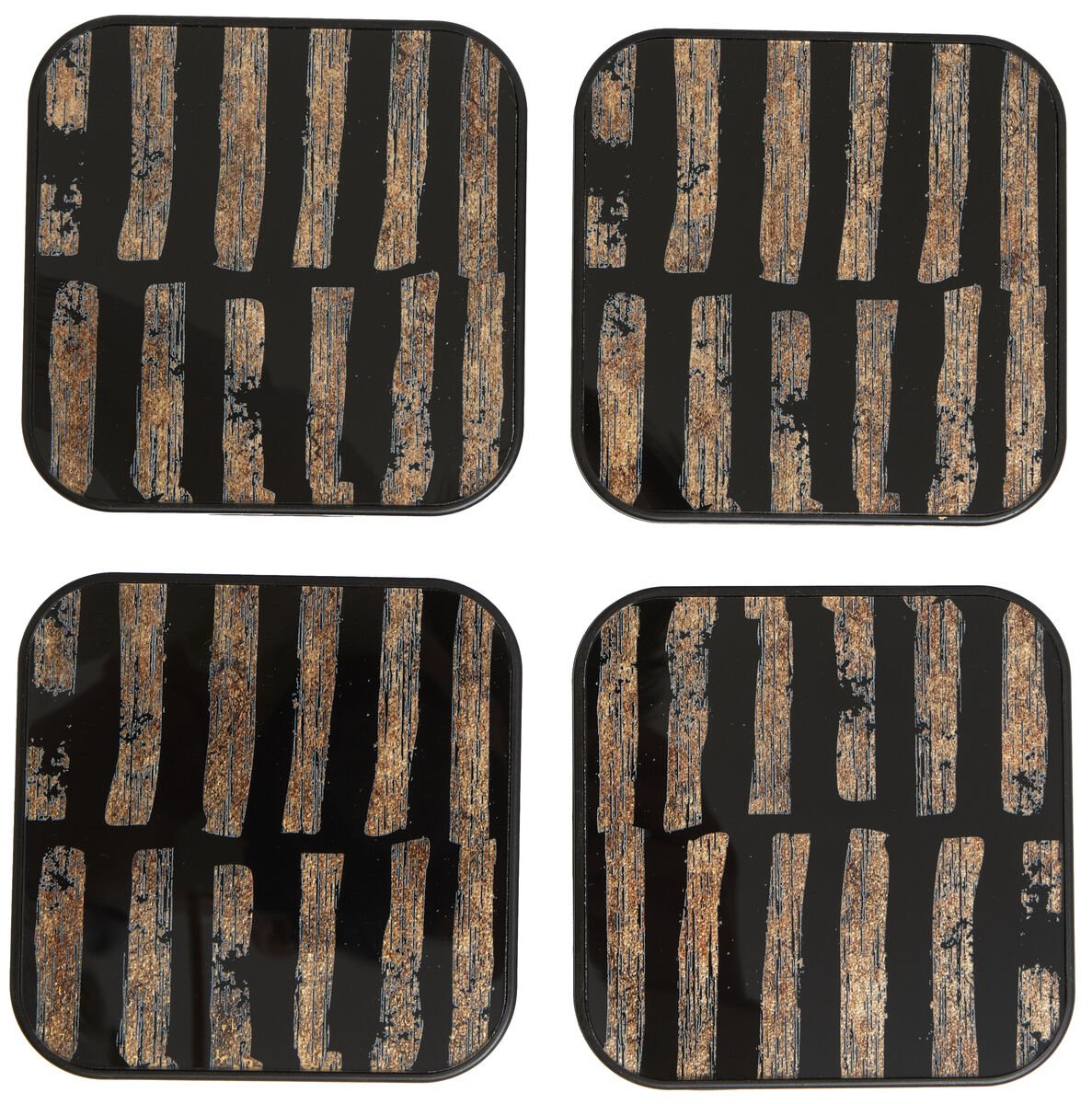 Orsina Set Of 4 Celina Square Coasters - Black and Gold