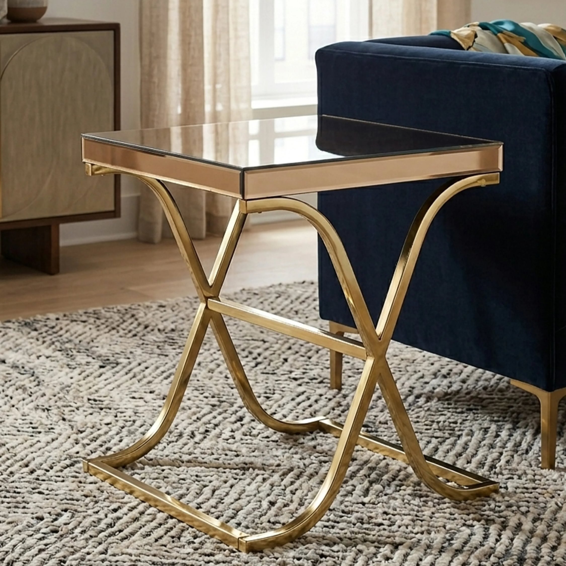 Orsina Kensington Townhouse Mirrored Side Table - Gold