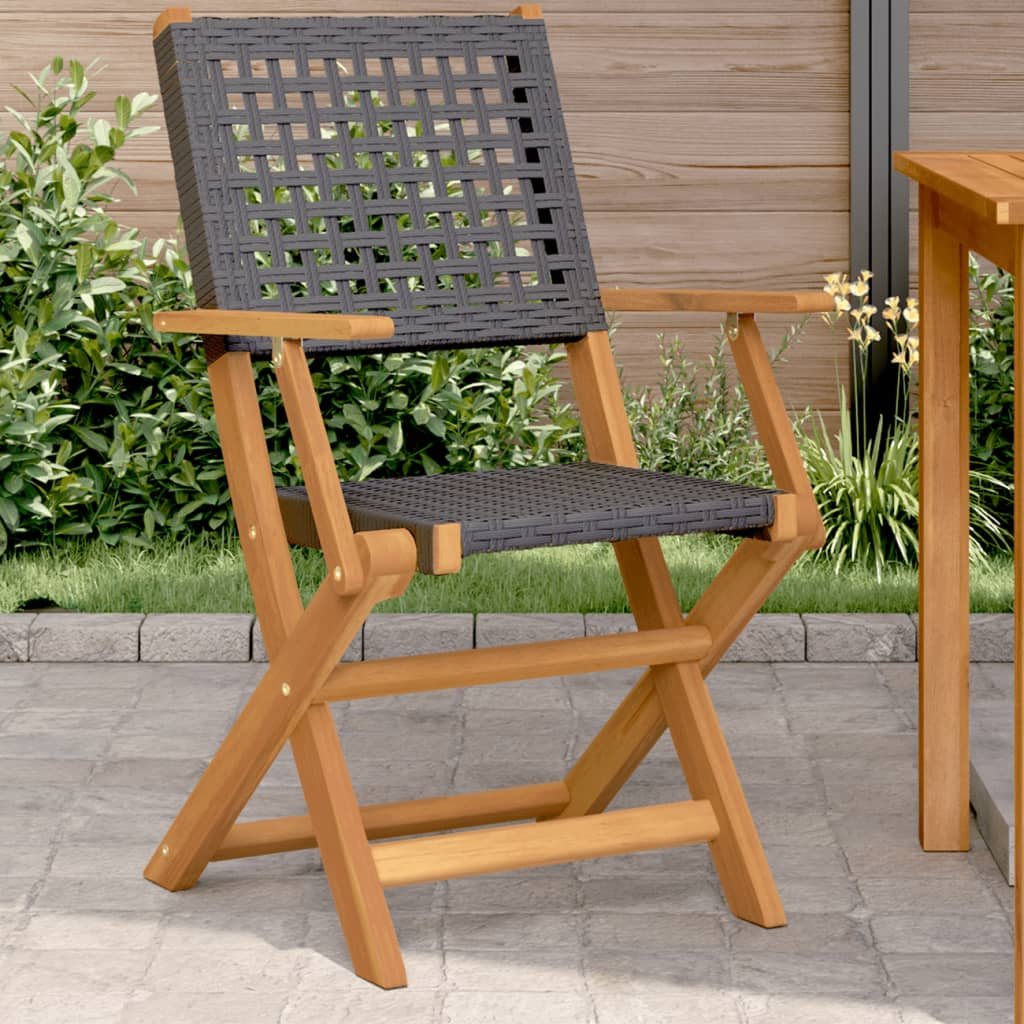 Walplus 2 Piece Wood Folding Chairs - Black - 54 x 57 x 91 cm