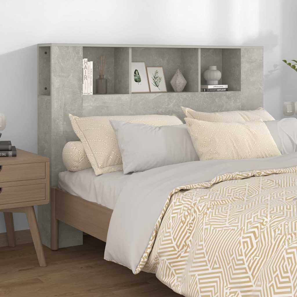 Walplus Wood Headboard Cabinet - Granite Grey - 140 x 18.5 x 104.5 cm