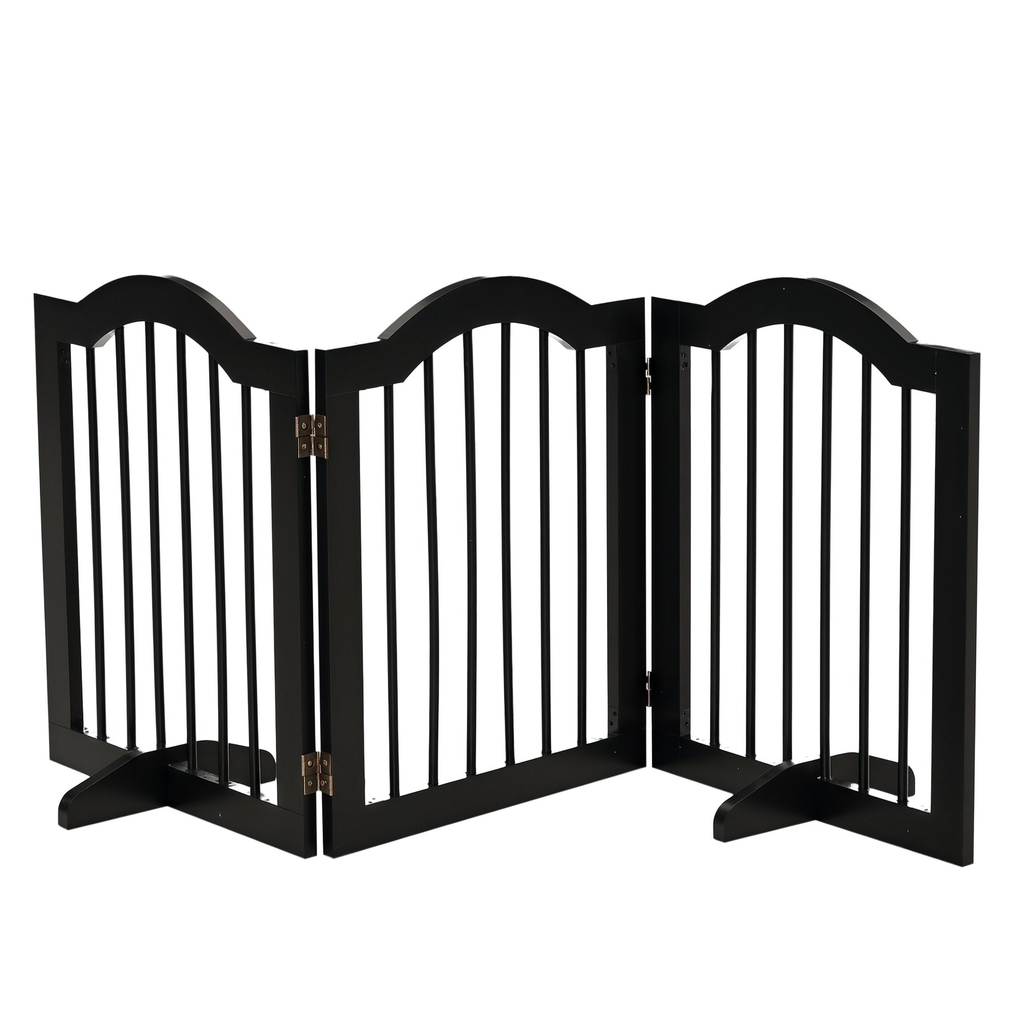 PawHut Wooden Foldable Freestanding Dog Gate - 154.5cm - Black
