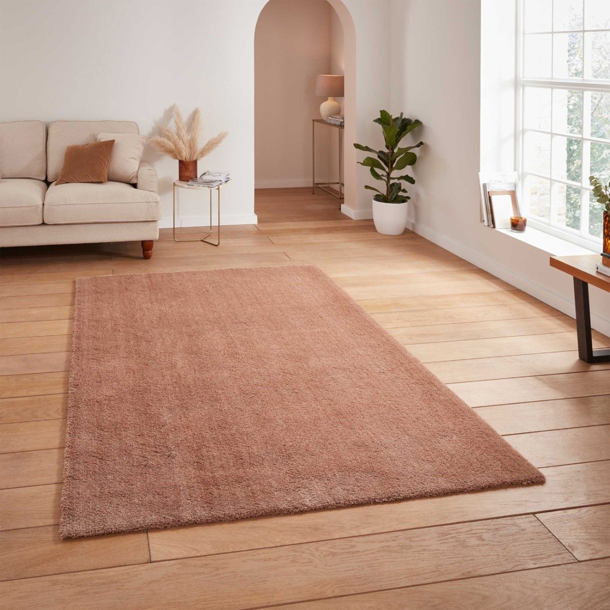 Mega Flooring Brown Shaggy Plain Rug - 60 x 115cm