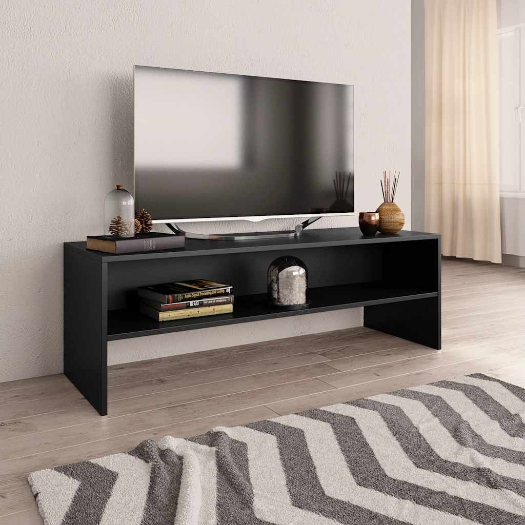 Walplus Engineered Wood TV Cabinet - Black - 120 x 40 x 40 cm