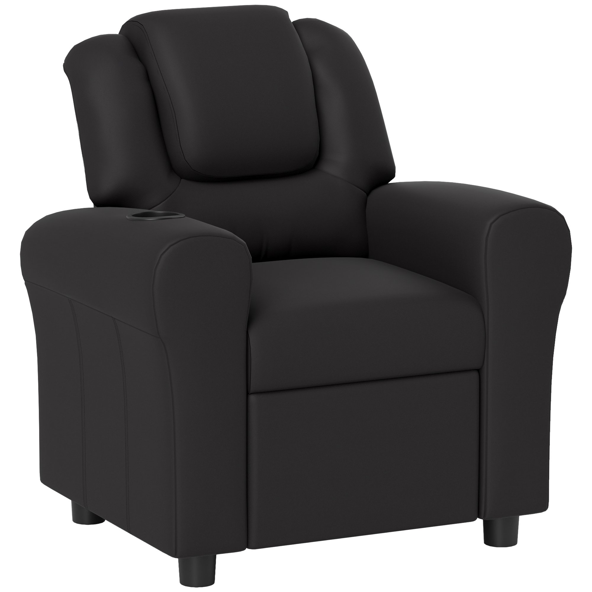 Homcom Kids PU Leather Adjustable Recliner Armchair With Footrest - Black