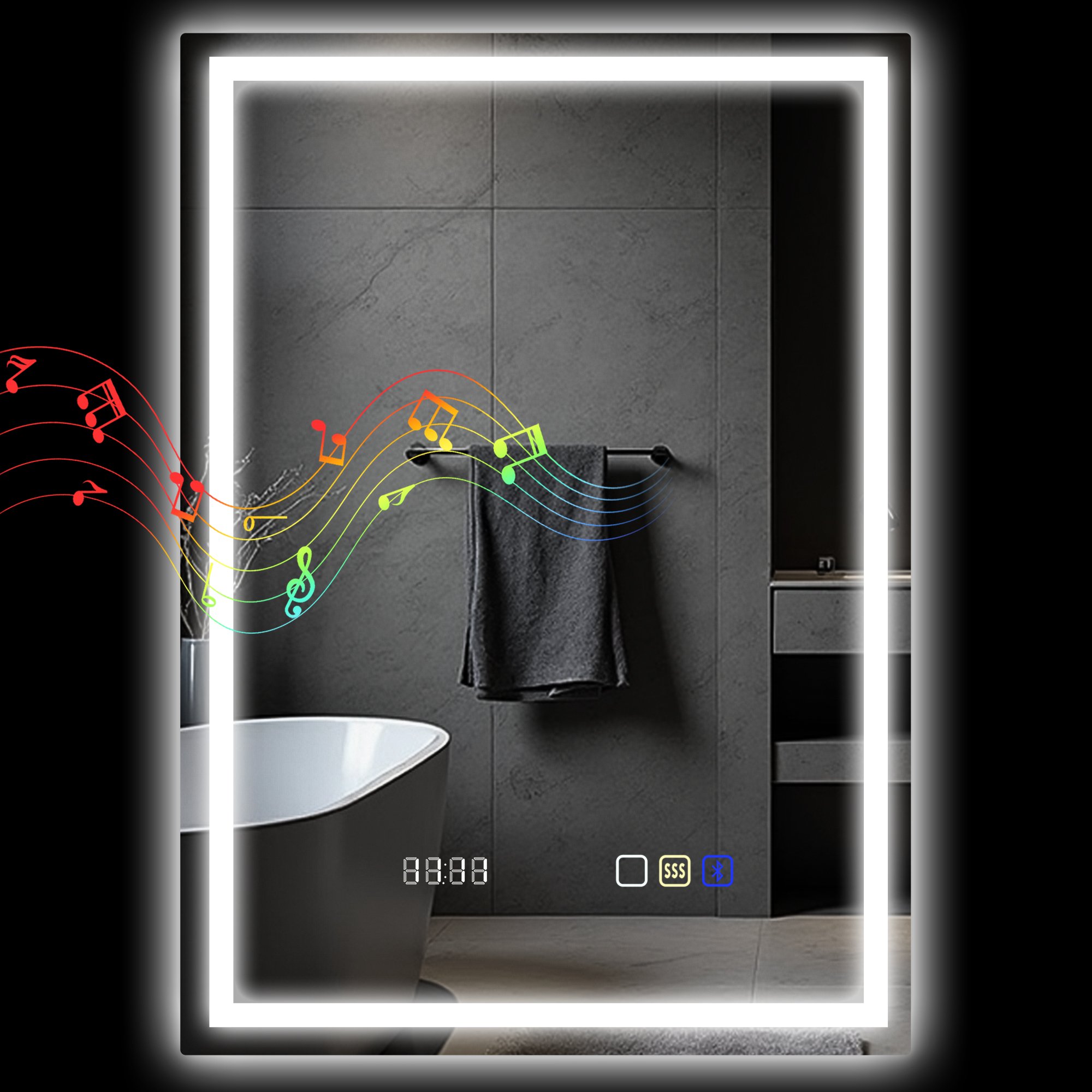 HOMCOM Memory Function Bluetooth LED Bathroom Mirror