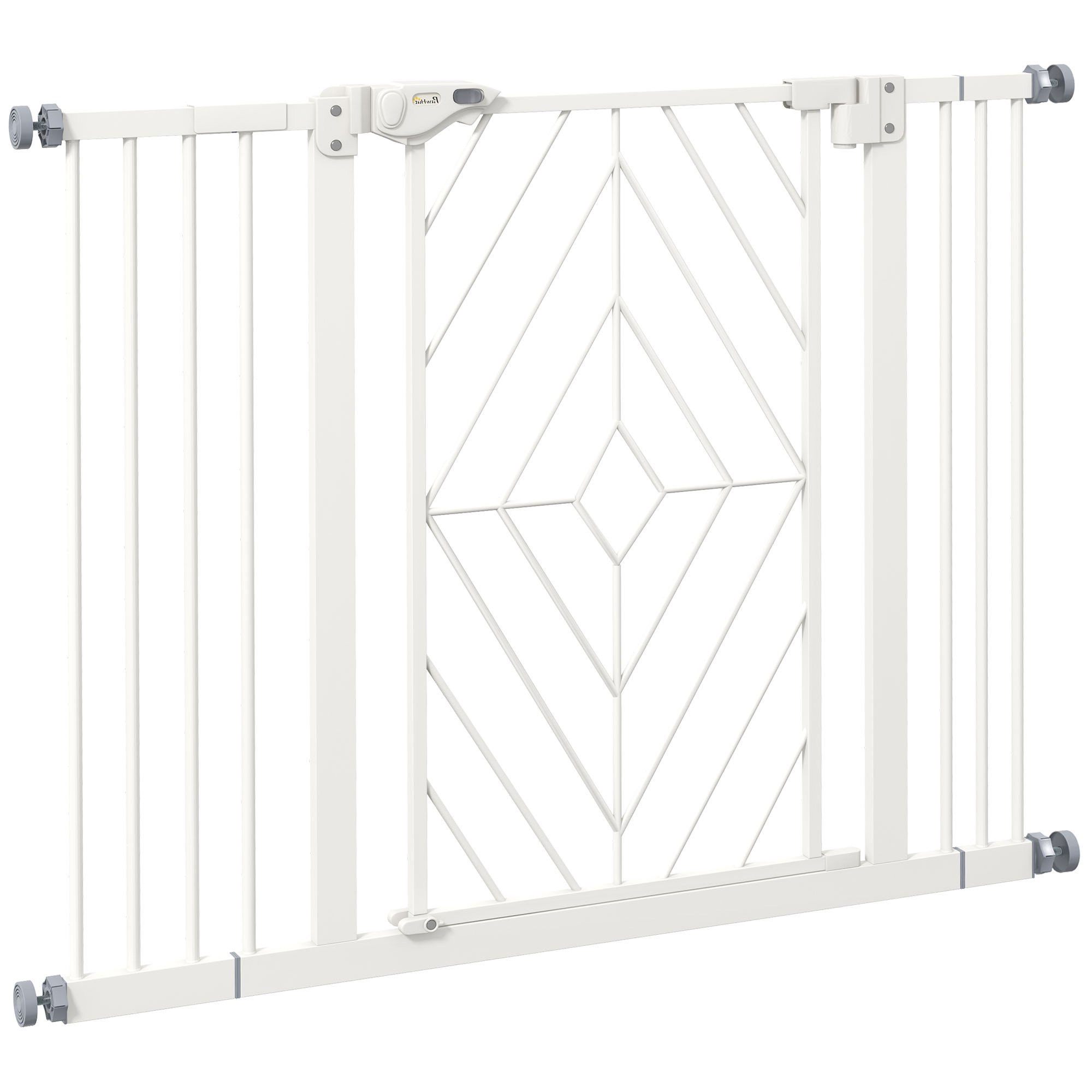 PawHut Pressure Fit Auto Close Double Locking Pet Safety Gate - 74-100cm - White