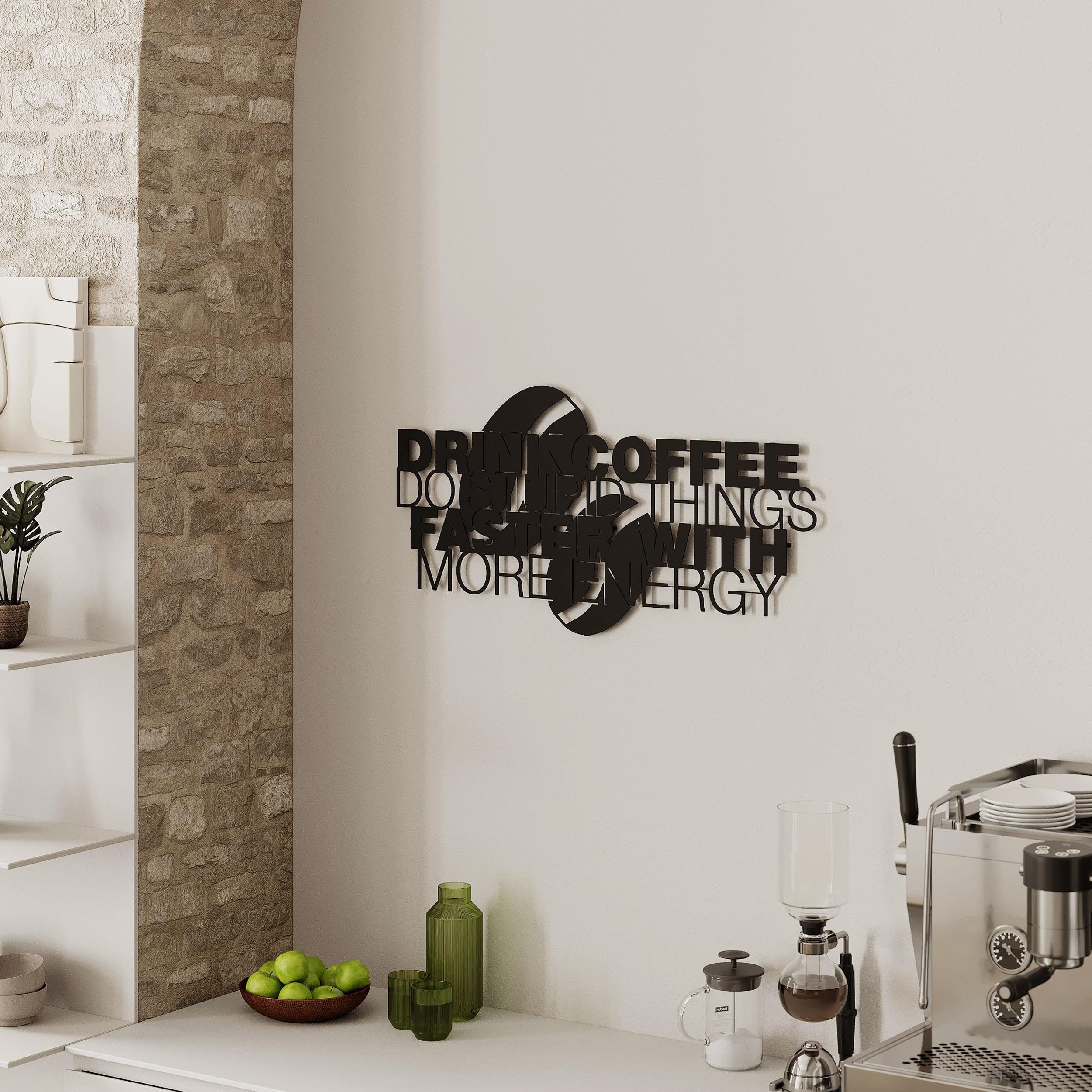 Decortie Metal Wall Art Coffee For More Energy - Black