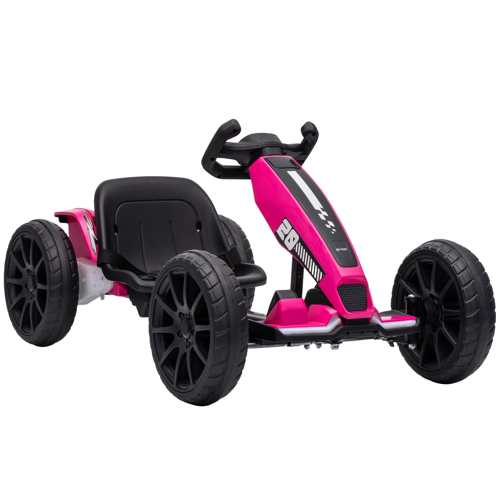 AIYAPLAY 12V Age 3-6 Years Dual Motor LED Electric Go Kart – Pink
