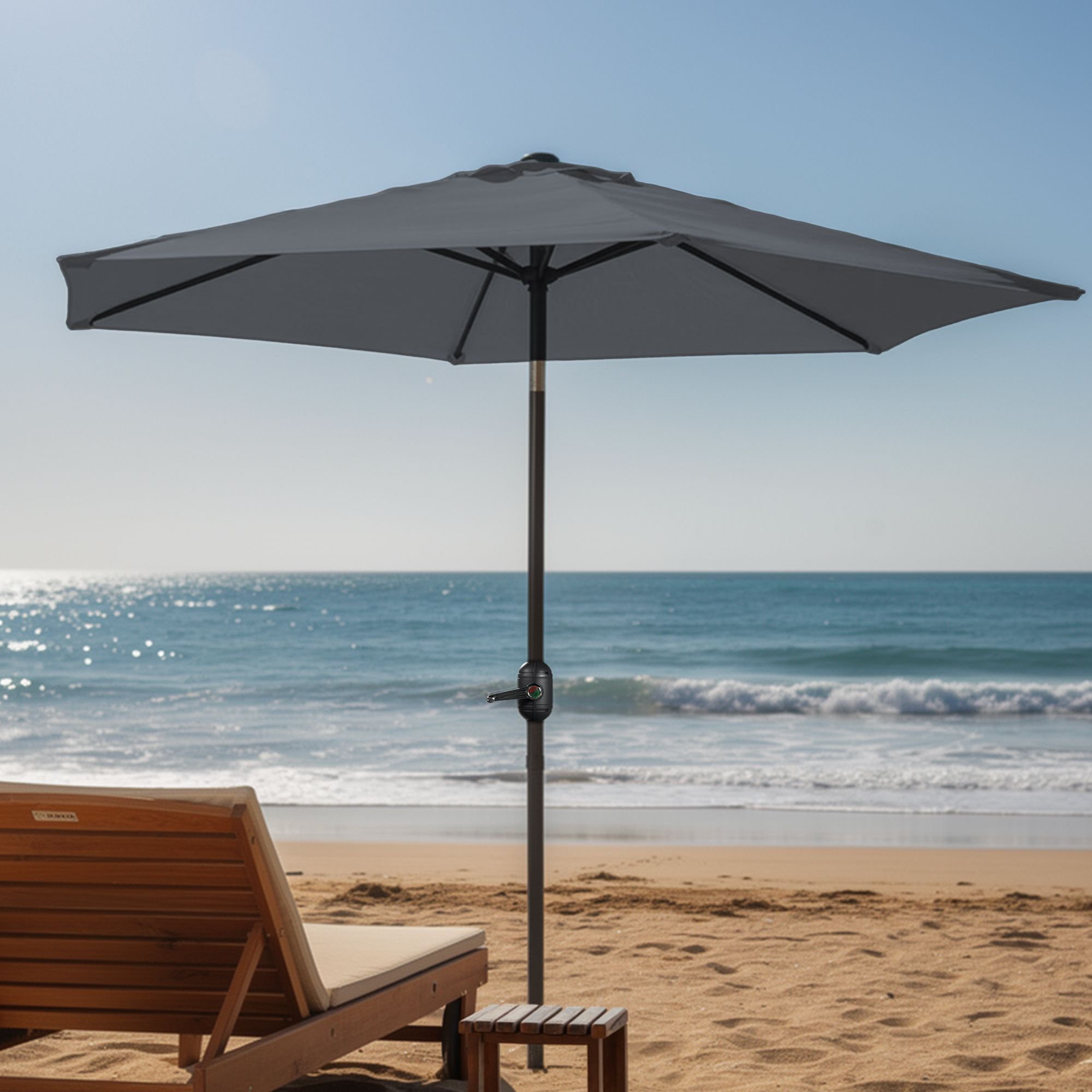 Keplin Crank and Tilt Garden Parasol 2m - Grey