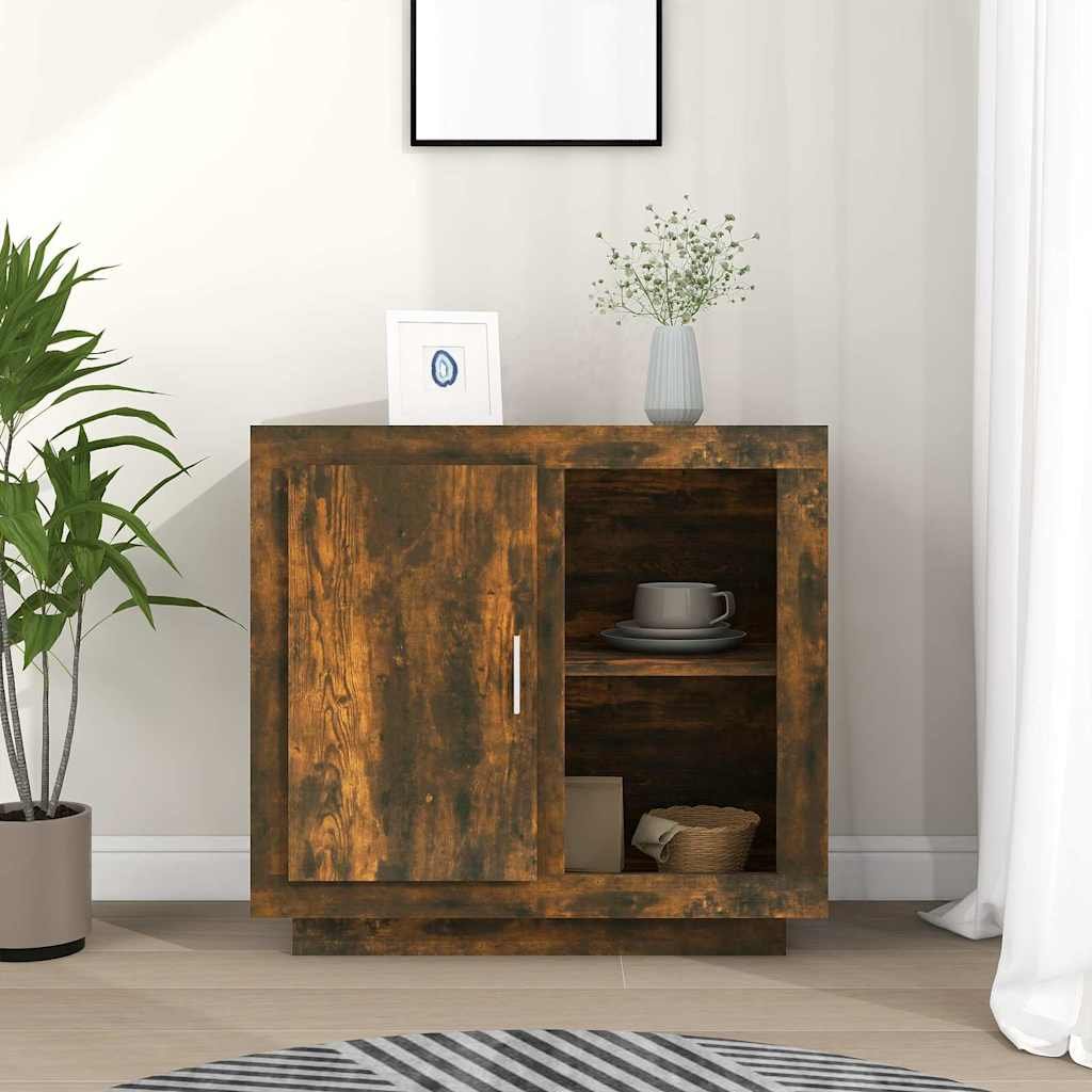 Walplus Engineered Wood Sideboard - Smoked Oak - 80 x 40 x 75 cm