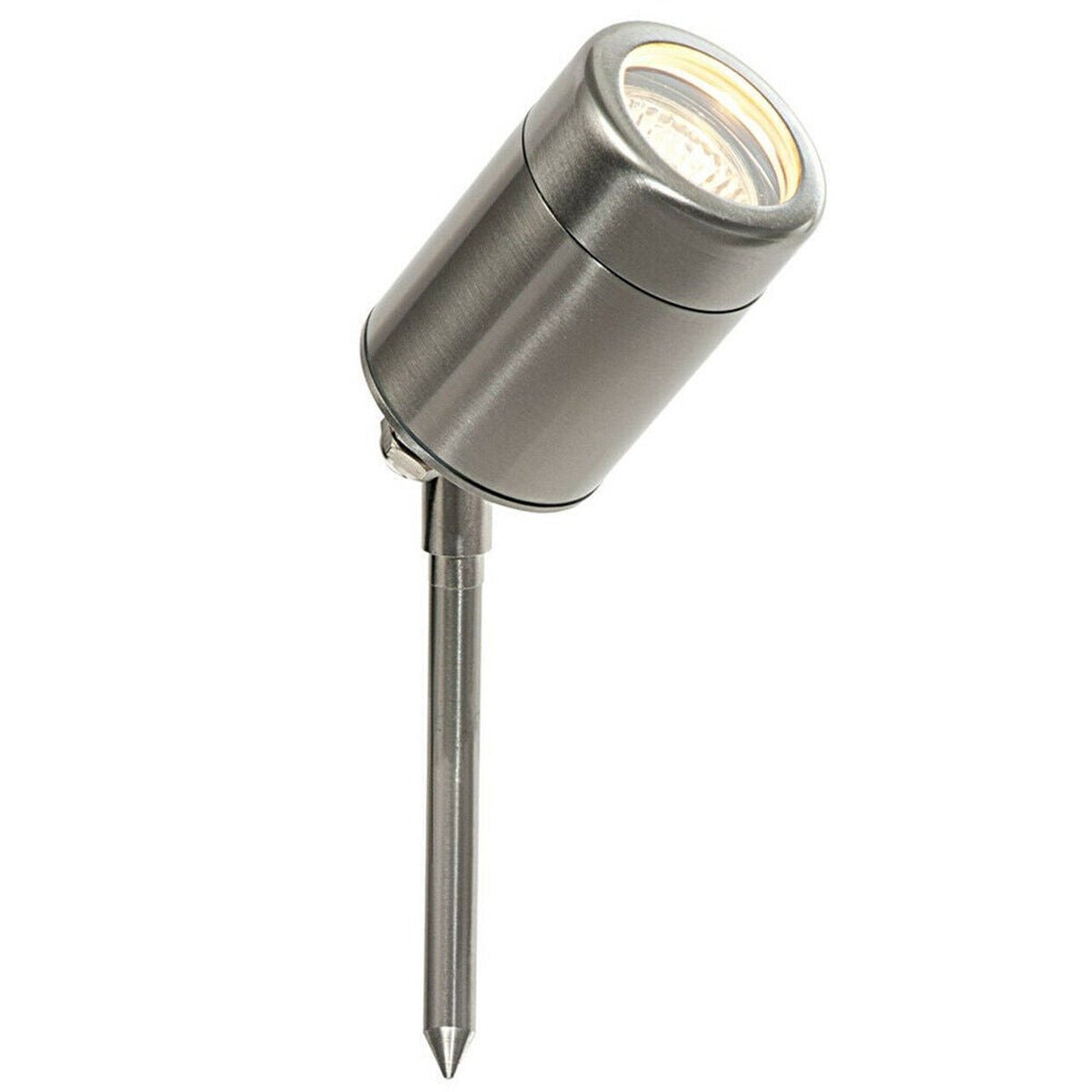 Loops Direct 6.3cm Odyssey Brushed Steel Ground Spike Lamp - Glass