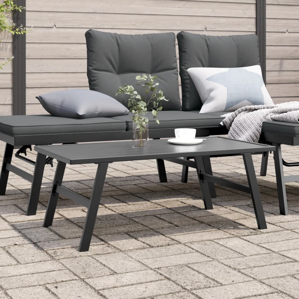 Walplus Powder Coated Steel Garden Coffee Table - Black - 90 x 45 x 35 cm
