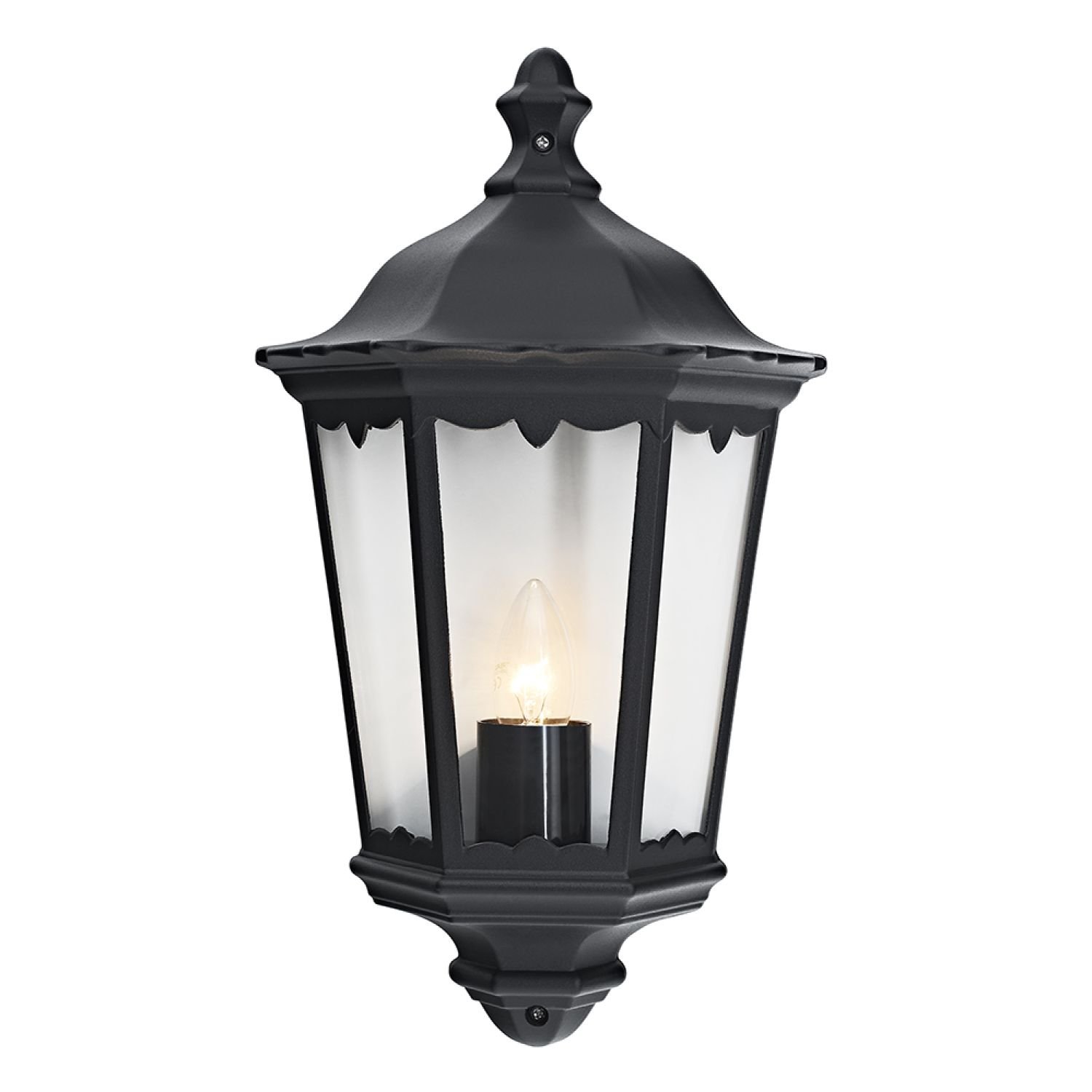 Happy Homewares Black Cast Aluminium Outdoor Wall Light - 26cm