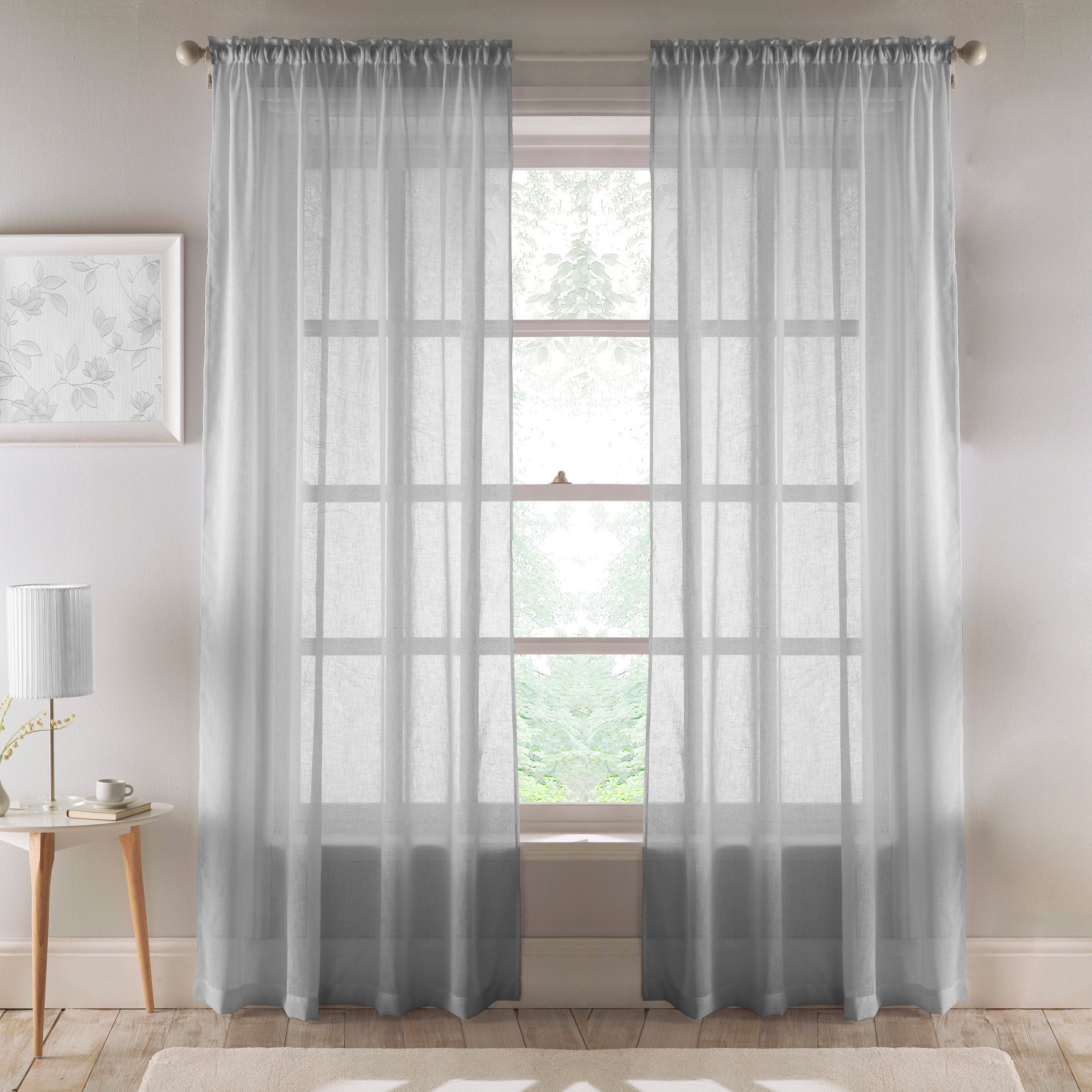 Tyrone Textiles Eden Plain Recycled Voile Panels - 140 x 137cm - Silver