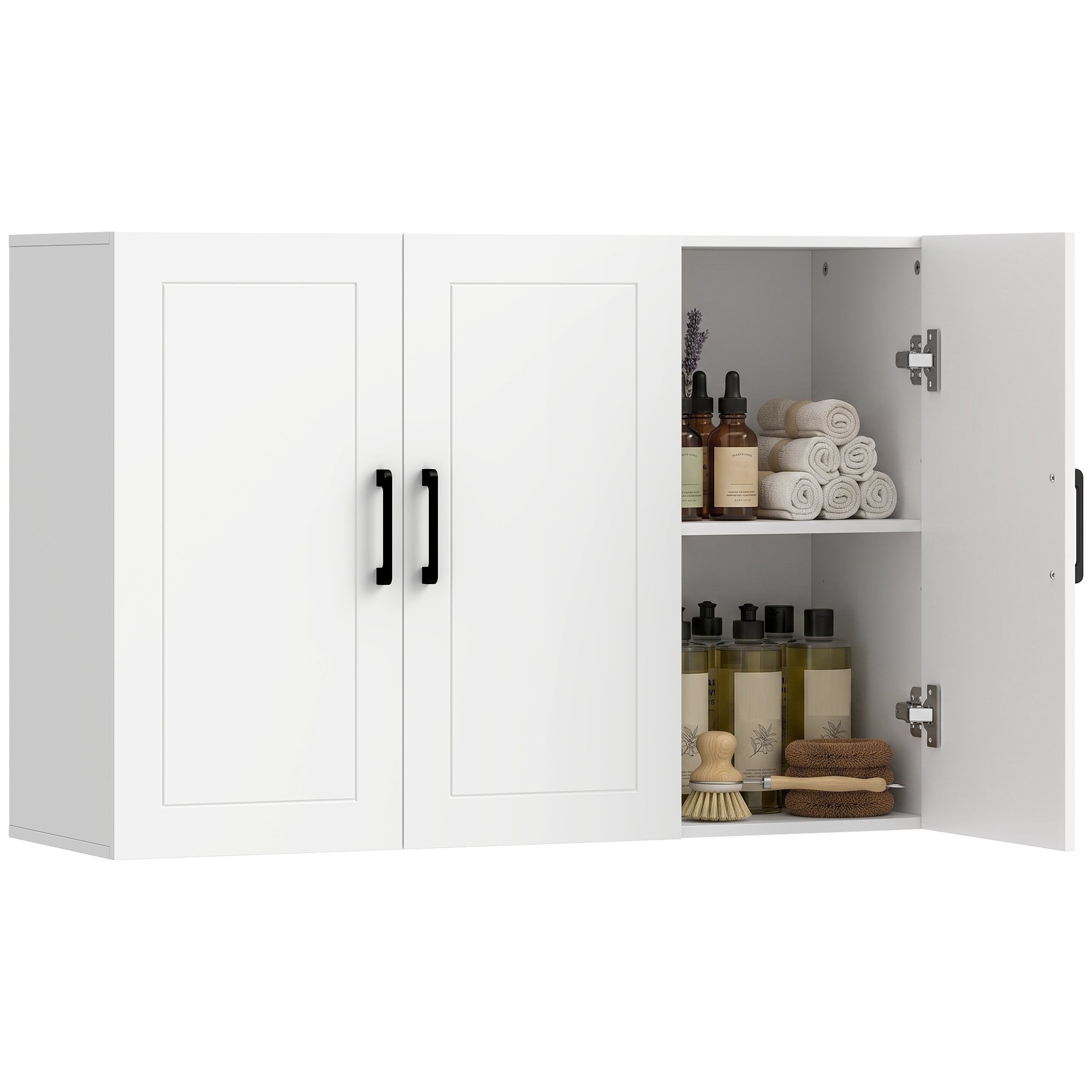 HOMCOM Over the Toilet Space Saver Wall Mounted Bathroom Cabinet - White