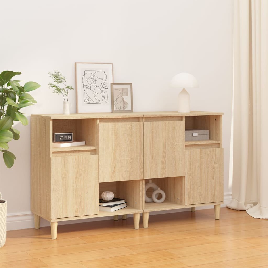 Walplus 2 Piece Engineered Wood 2 Doors Sideboard - Light Oak - 60 x 35 x 70 cm