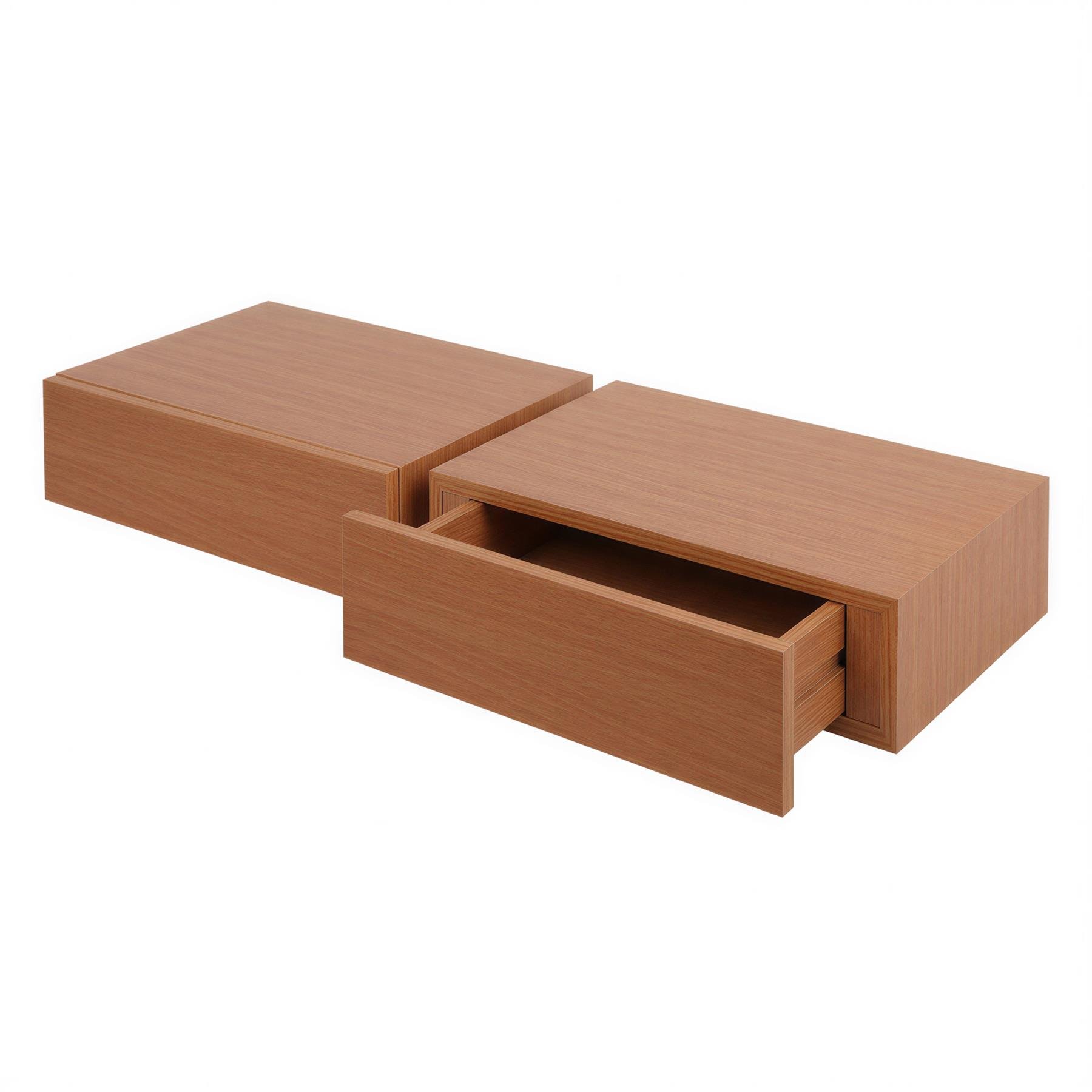 Harbour Housewares Wooden Floating Shelves with Drawer Pack of 2 - Walnut