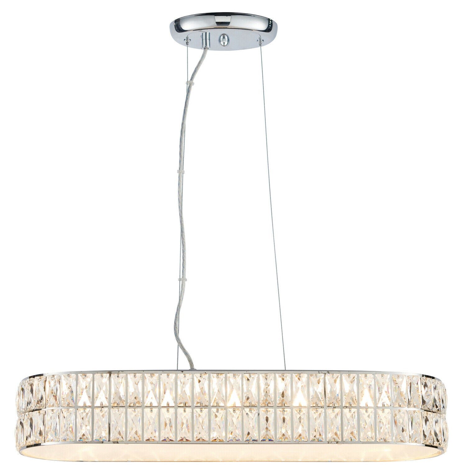 Loops Direct Steel and Crystal LED Ceiling Pendant Light - Chrome and Crystal