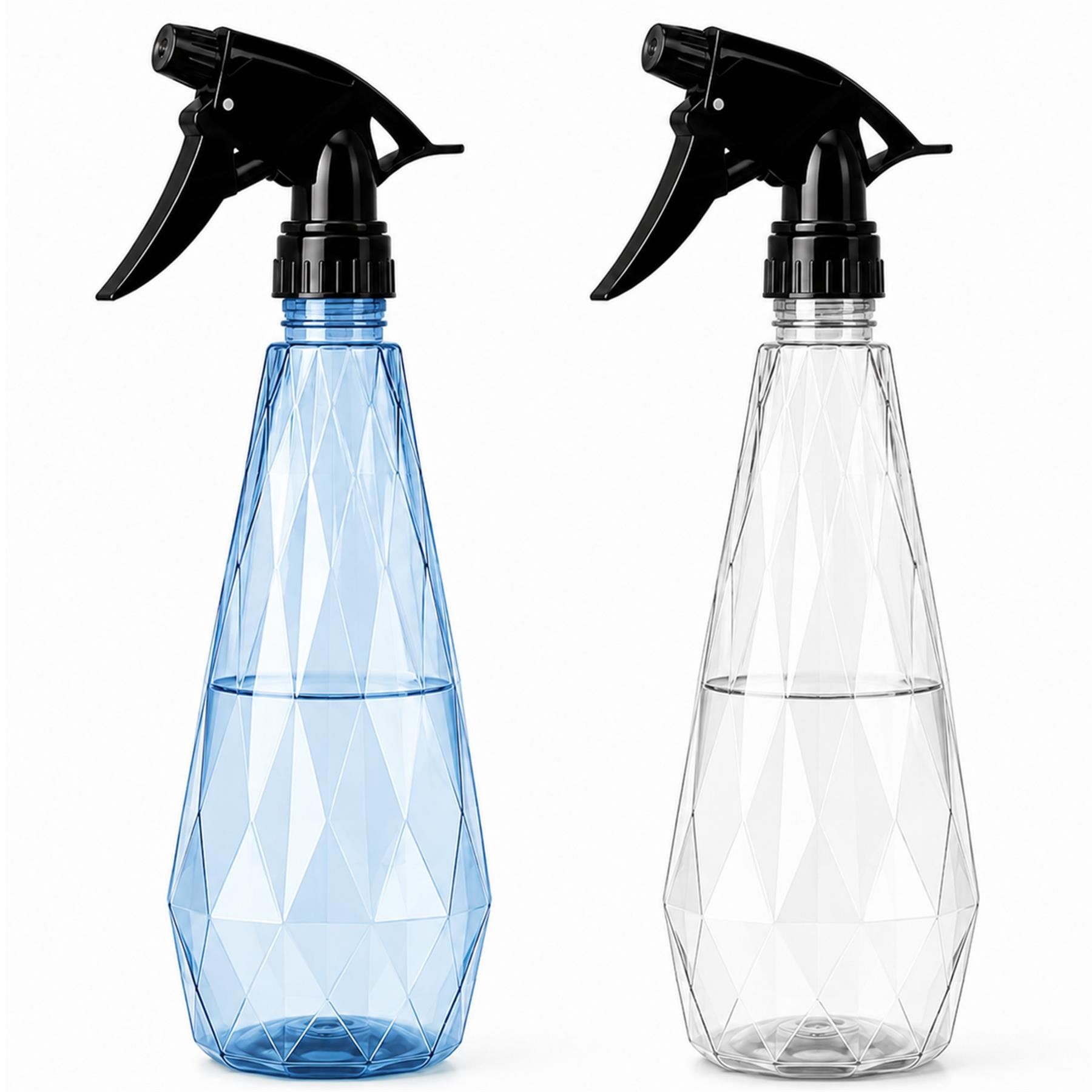 Keplin Pack of 2 Water Spray Bottles 600ml - Blue & Clear