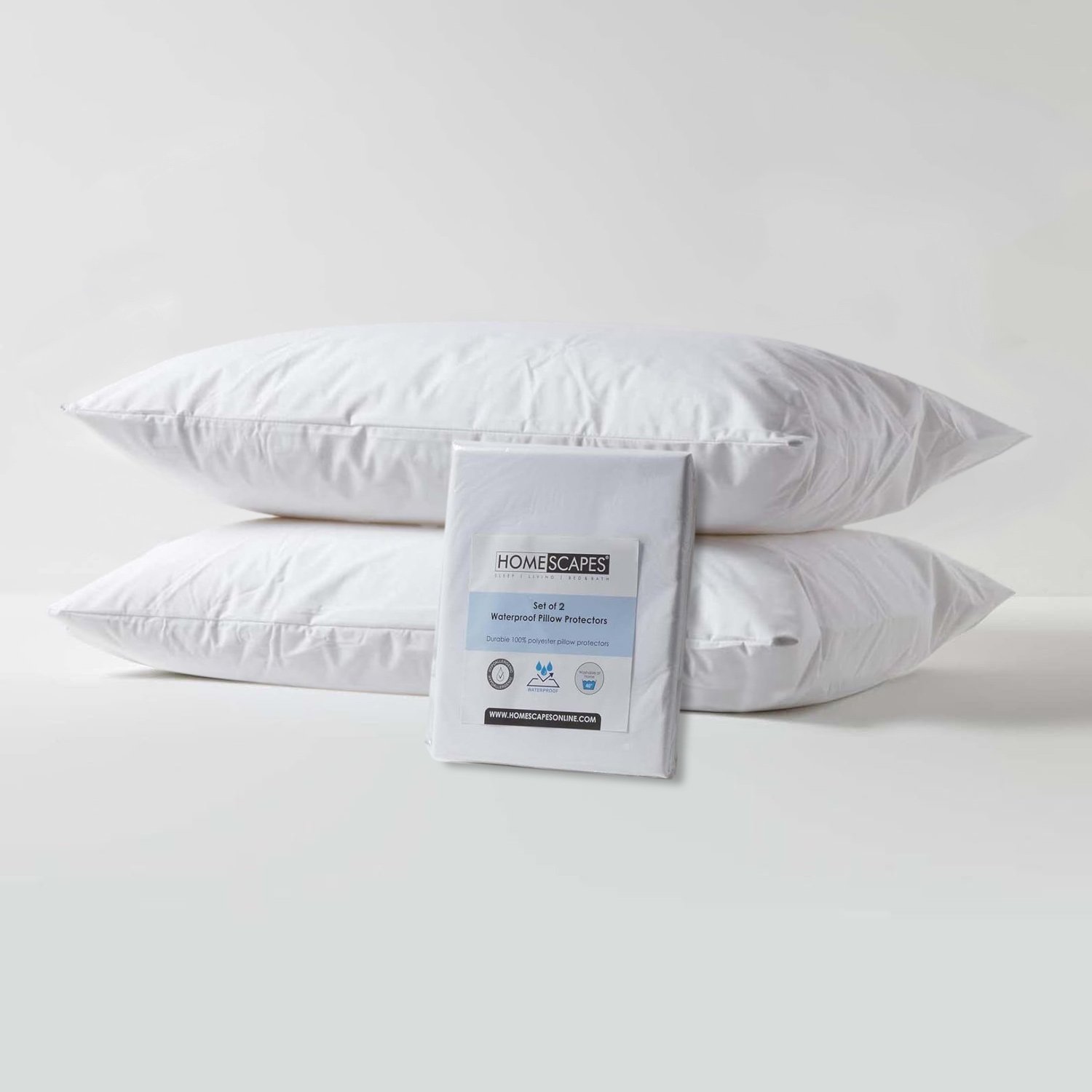 Homescapes Pair of 2 Waterproof Pillow Protectors