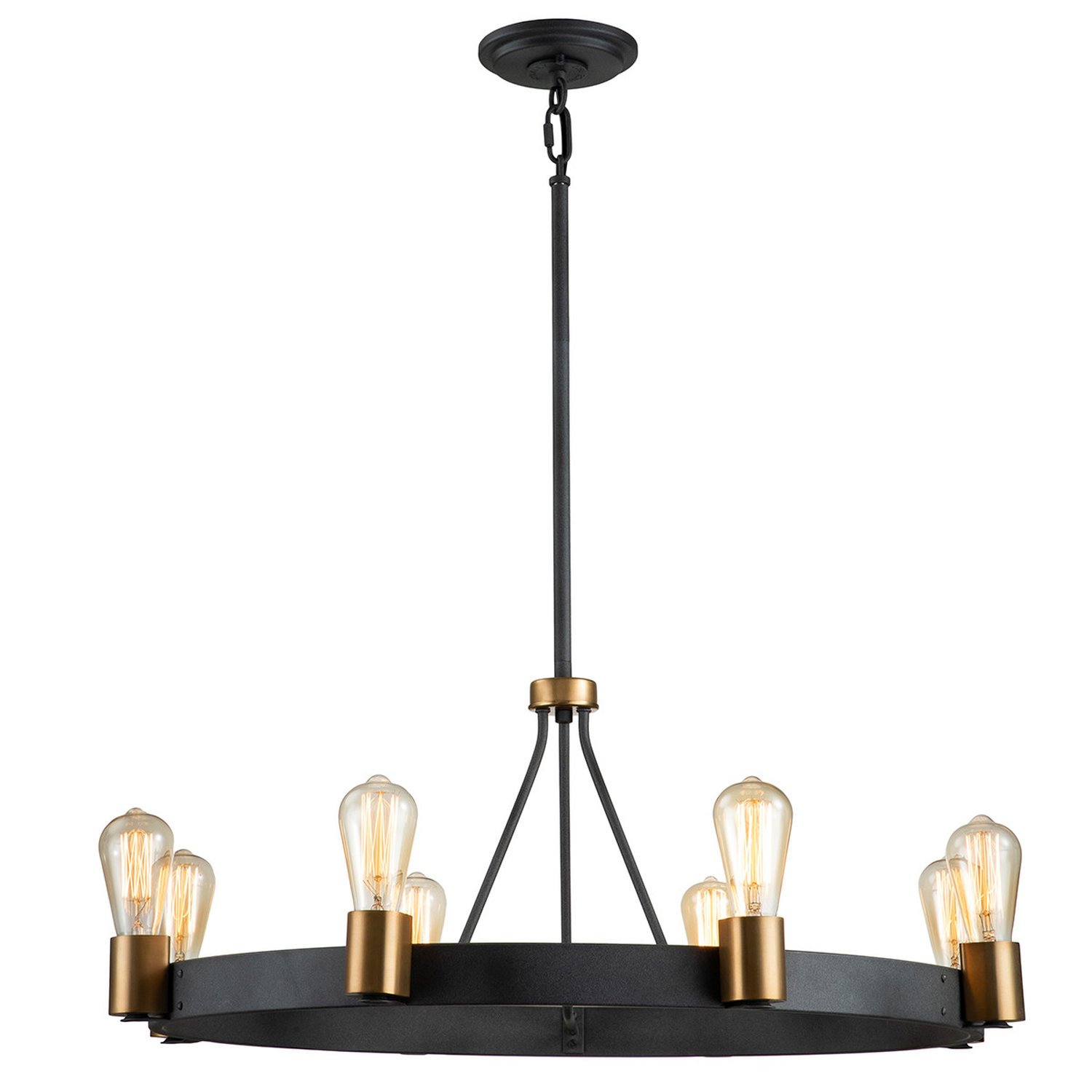 Elstead Hinkley 8 Arm Pendant Light - Aged Zinc & Heritage Brass