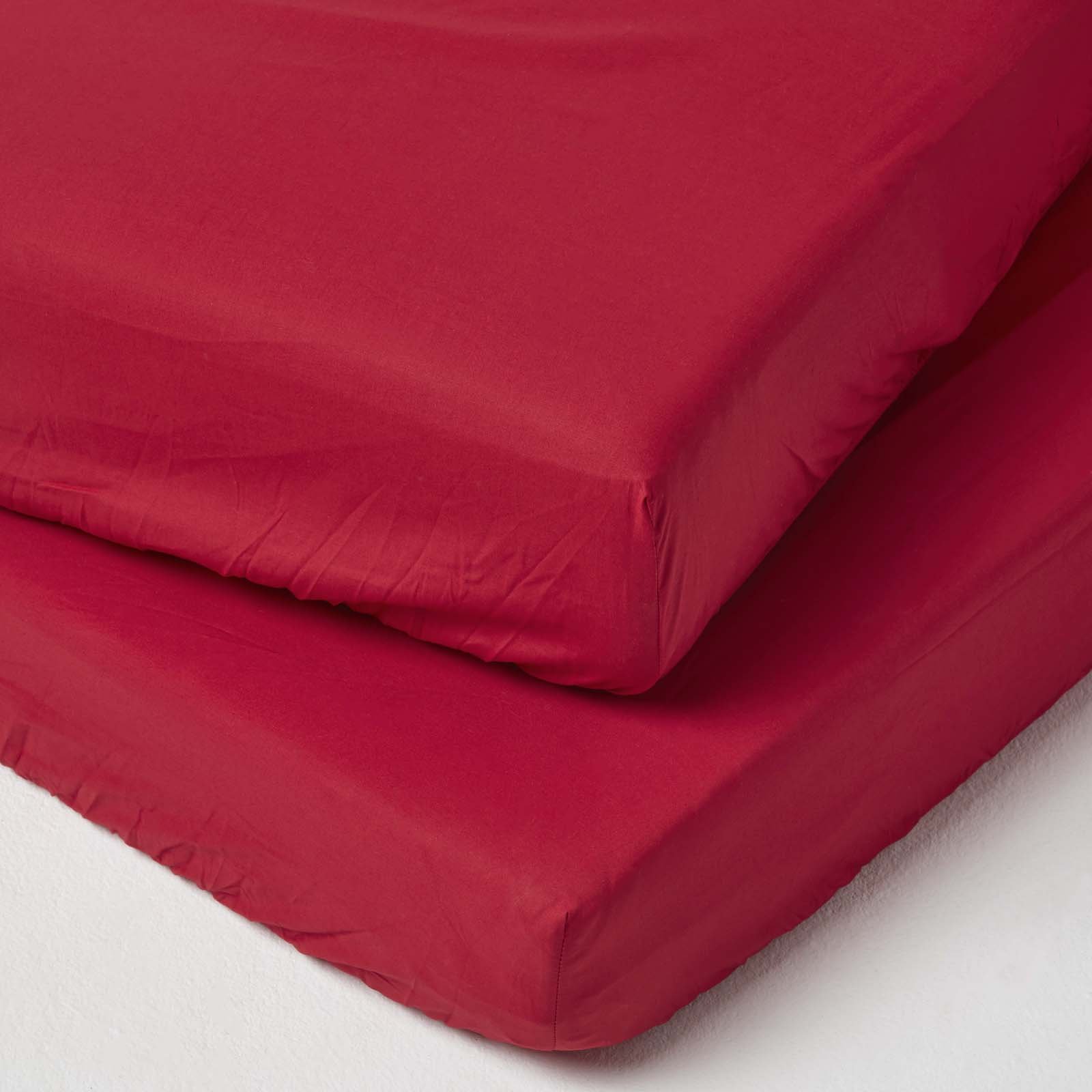Homescapes Pack Of 2 Egyptian Cotton Red Kids Fitted Sheets - Cot