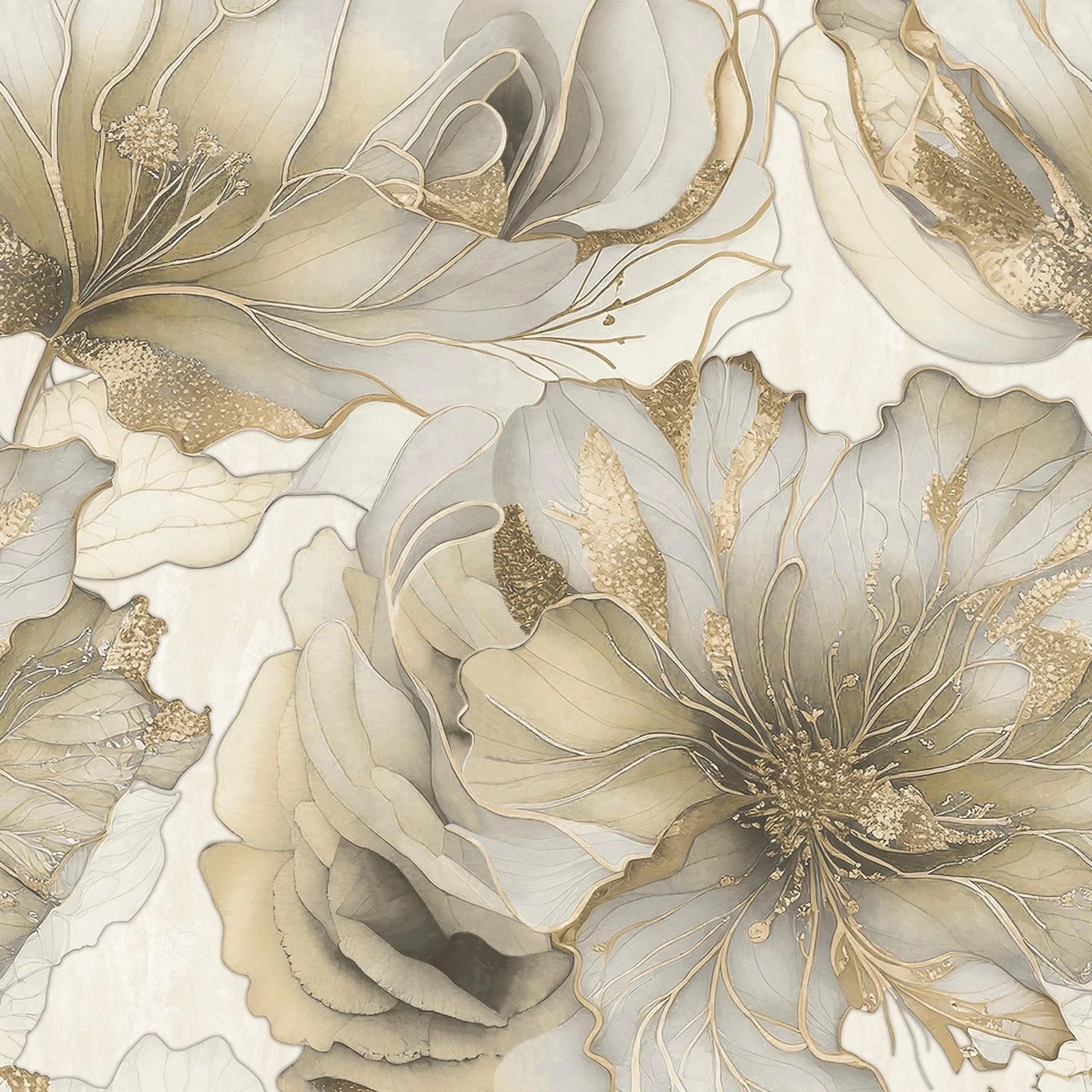 Muriva Renata Floral Heavyweight Vinyl Textured Wallpaper - Cream
