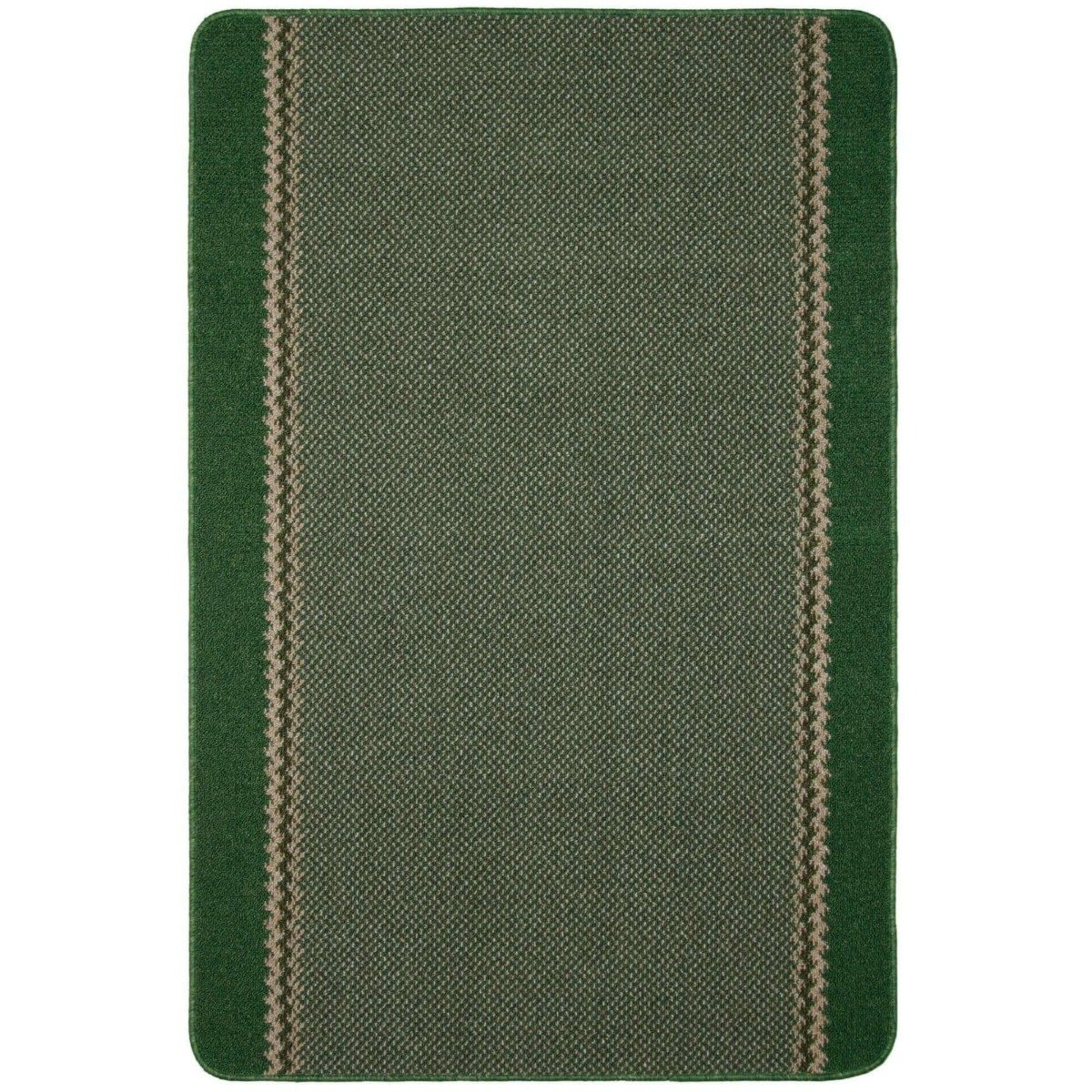The Rugs Green Washable Bordered Slip Resistant  Runner Rug - 67 x 180cm